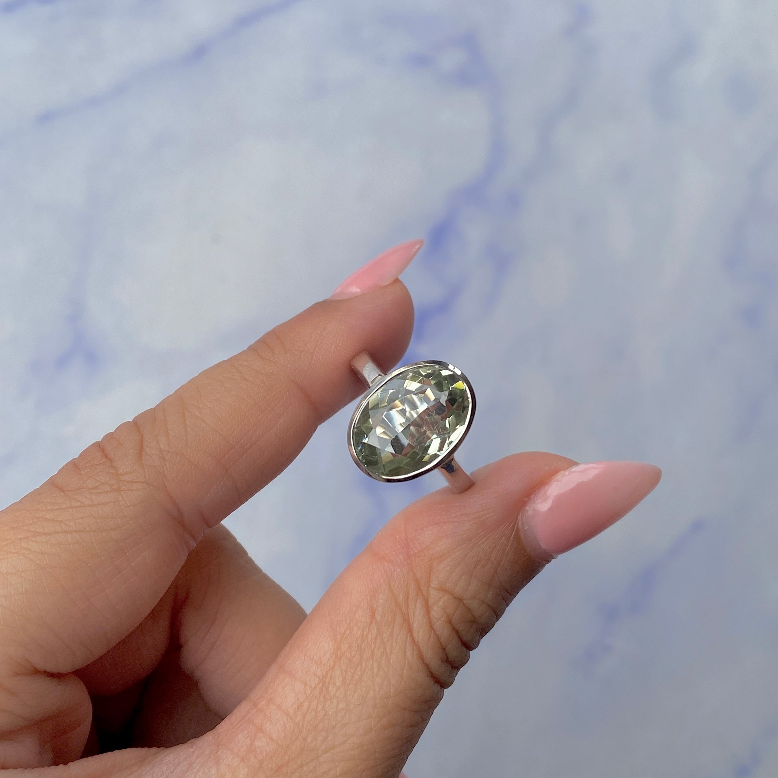 Green Amethyst Ring-(GRA-SR-1892.)