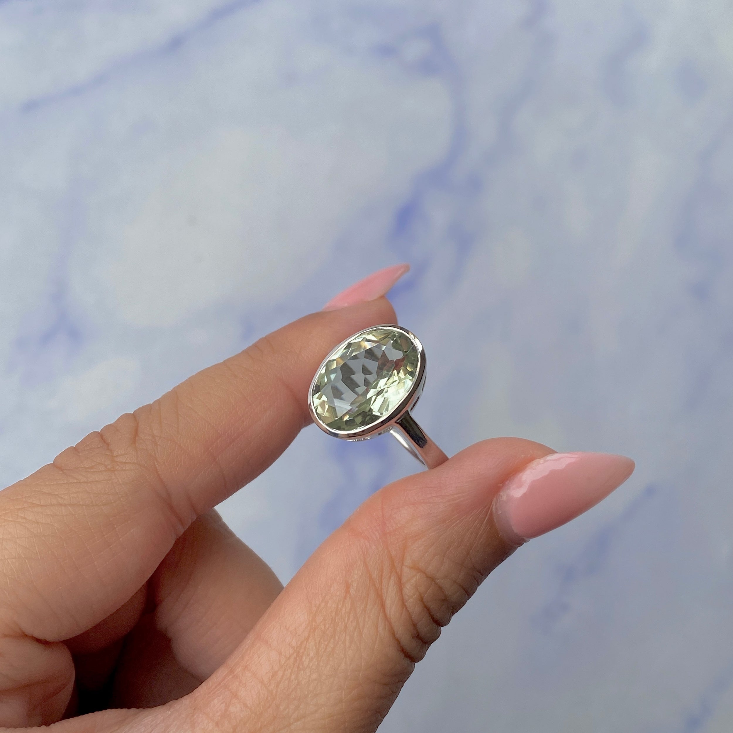 Green Amethyst Ring-(GRA-SR-1892.)