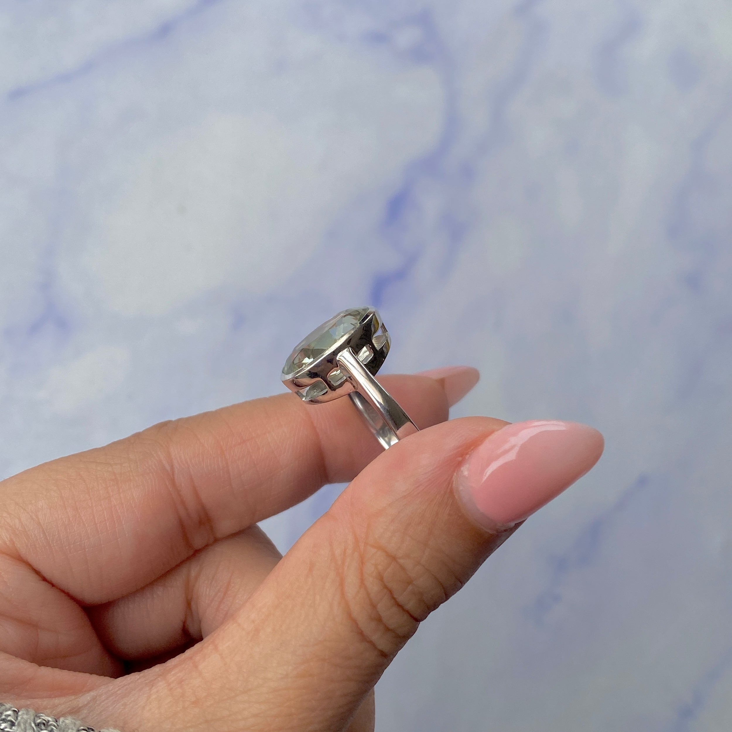 Green Amethyst Ring-(GRA-SR-1892.)