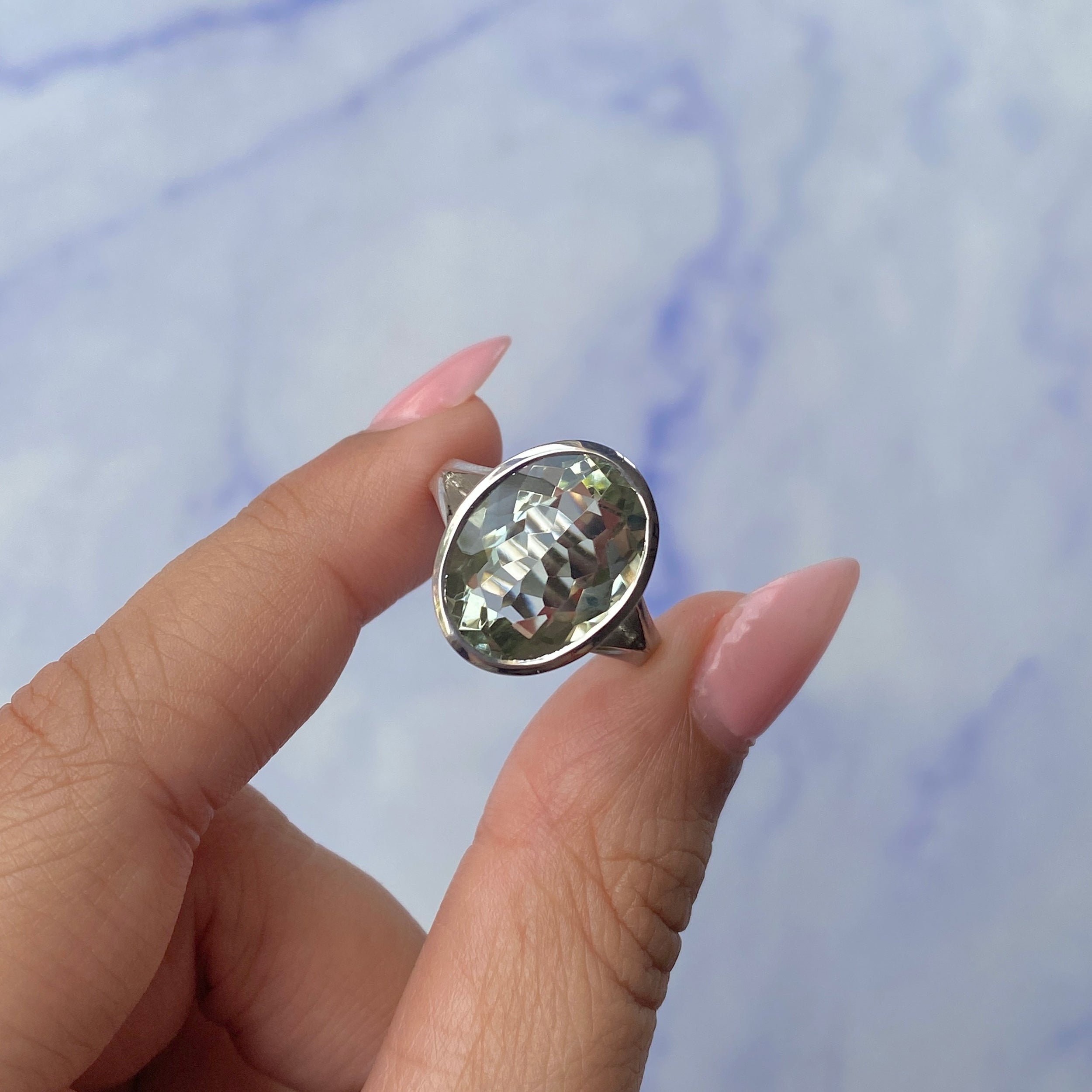 Green Amethyst Ring-(GRA-SR-1897.)