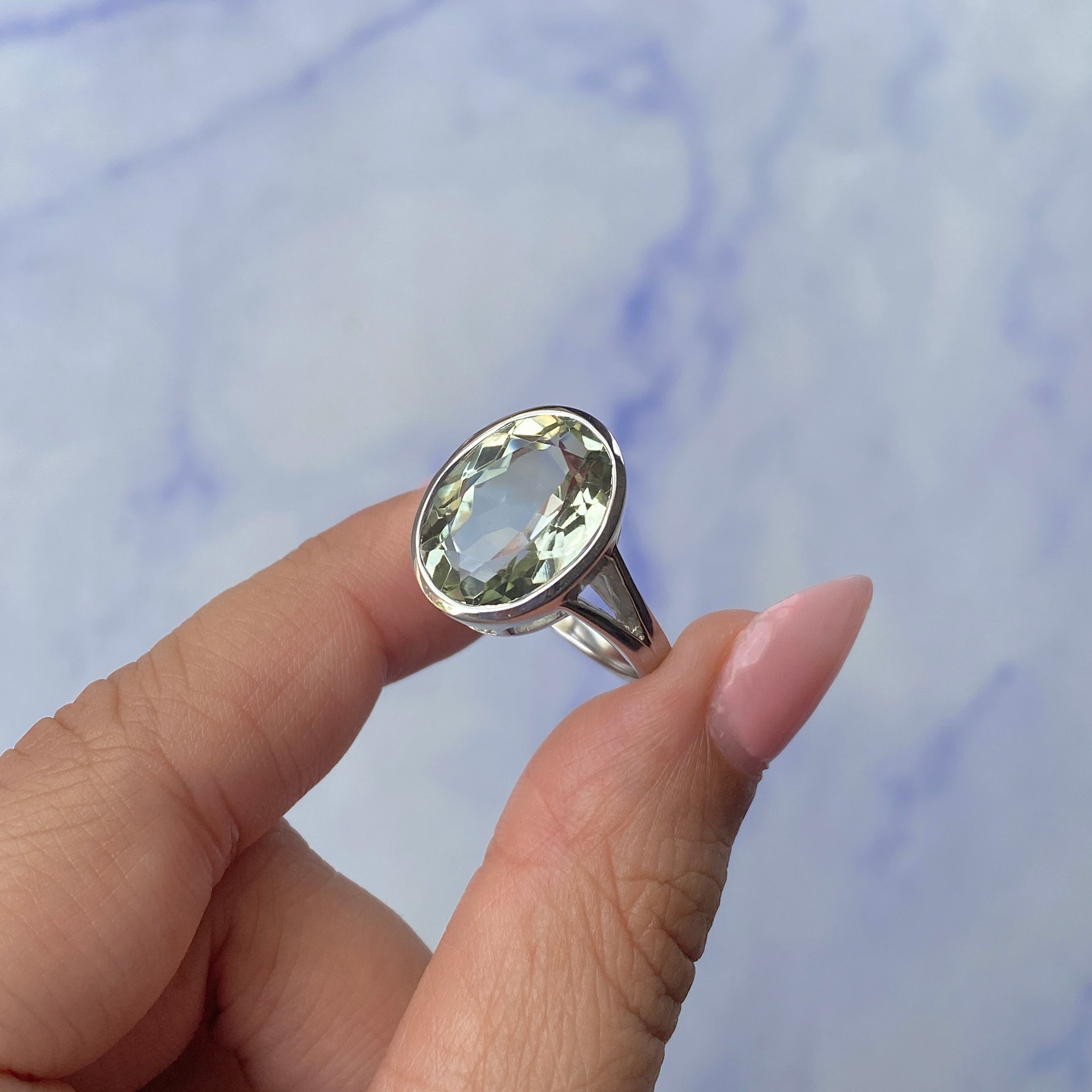 Green Amethyst Ring-(GRA-SR-1897.)