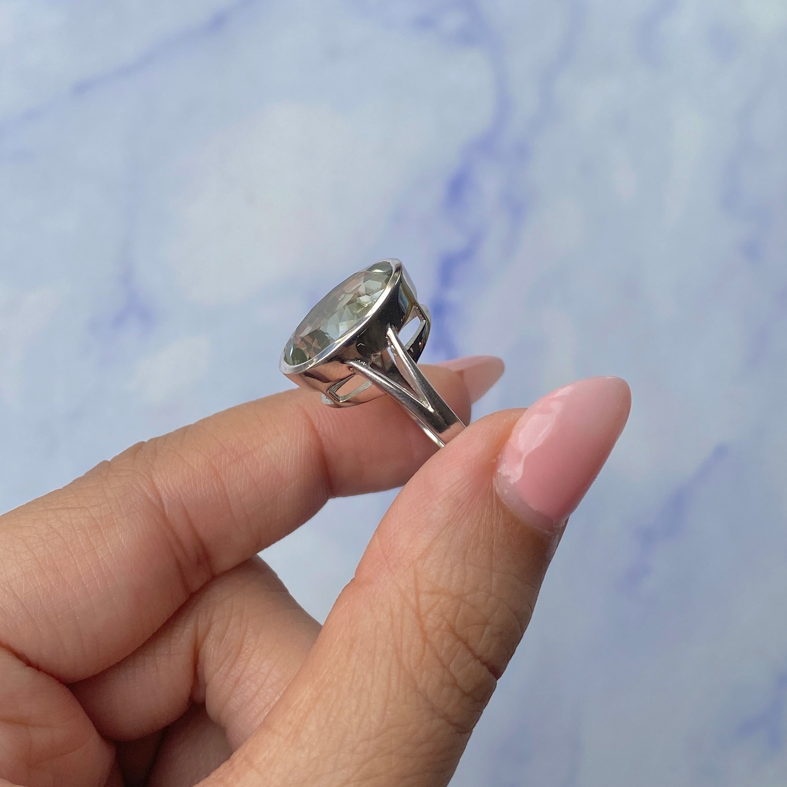 Green Amethyst Ring-(GRA-SR-1897.)