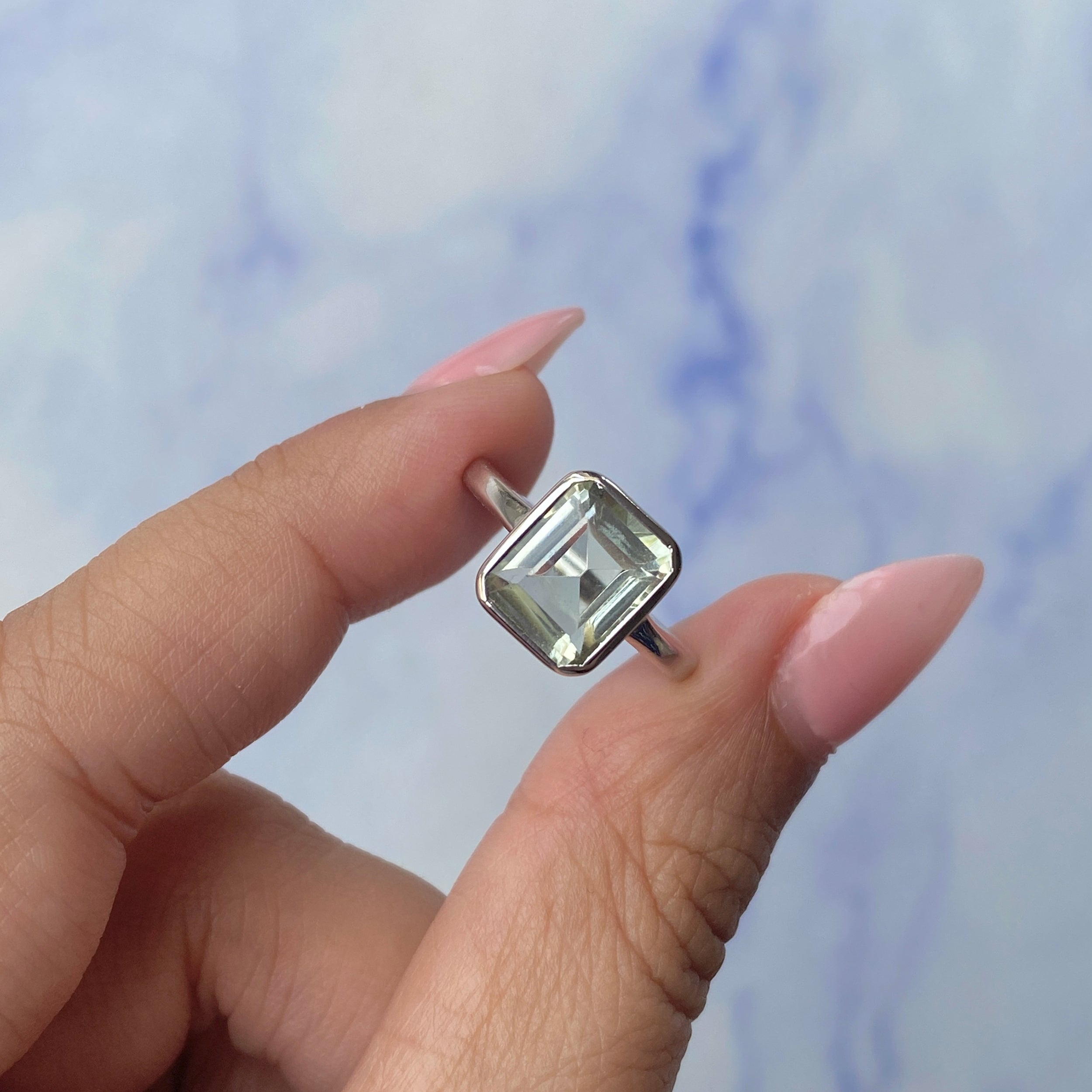 Green Amethyst Ring-(GRA-SR-1926.)