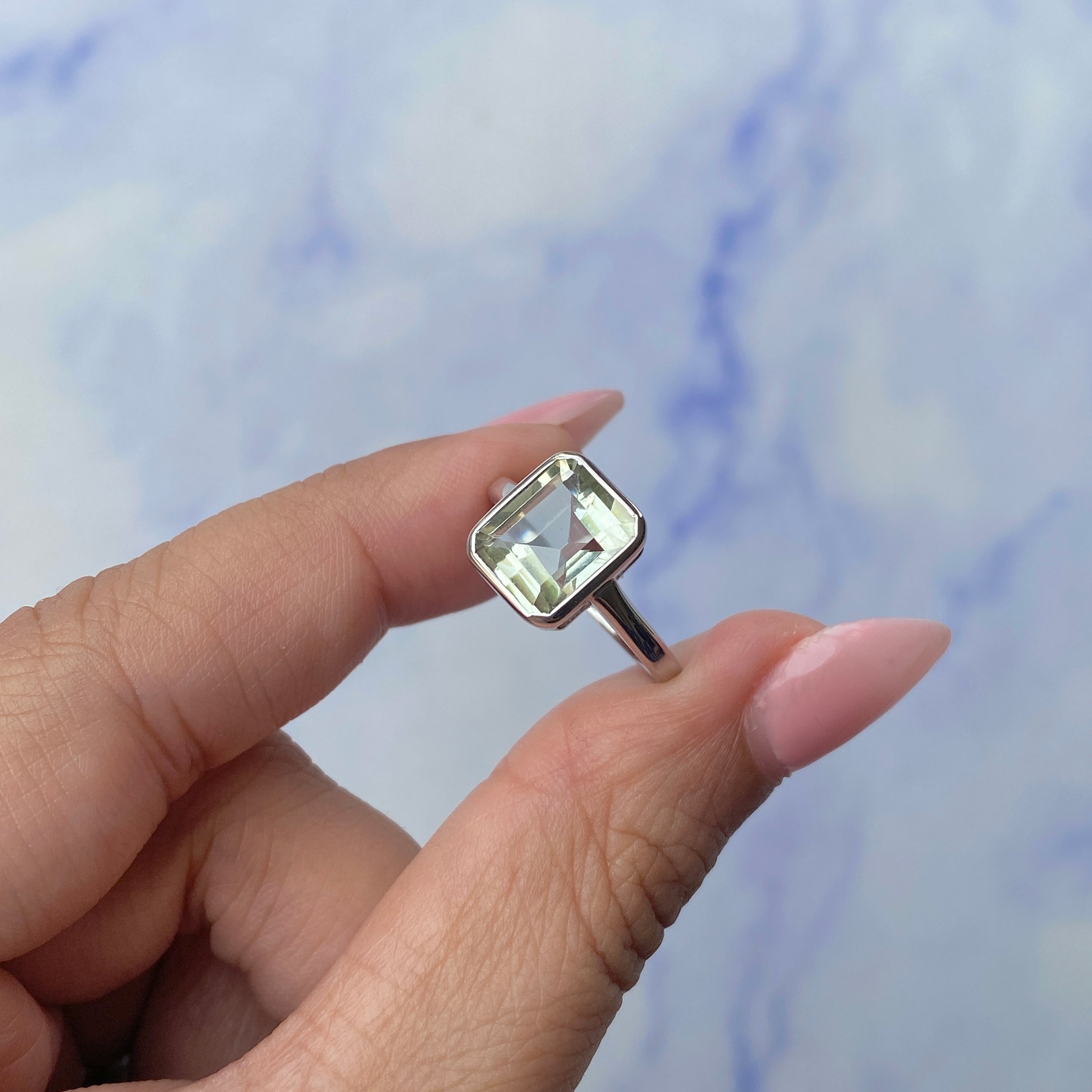 Green Amethyst Ring-(GRA-SR-1926.)
