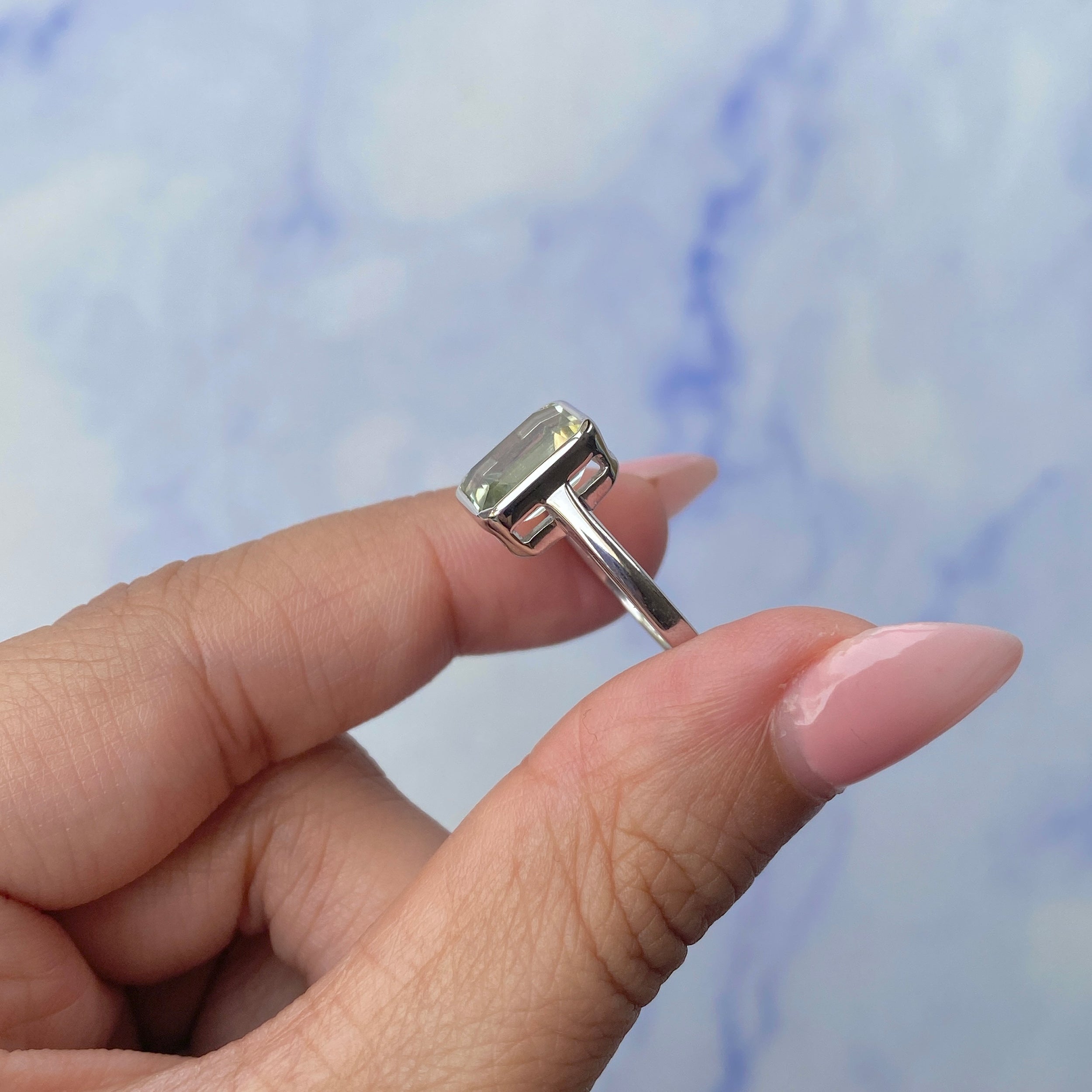 Green Amethyst Ring-(GRA-SR-1926.)