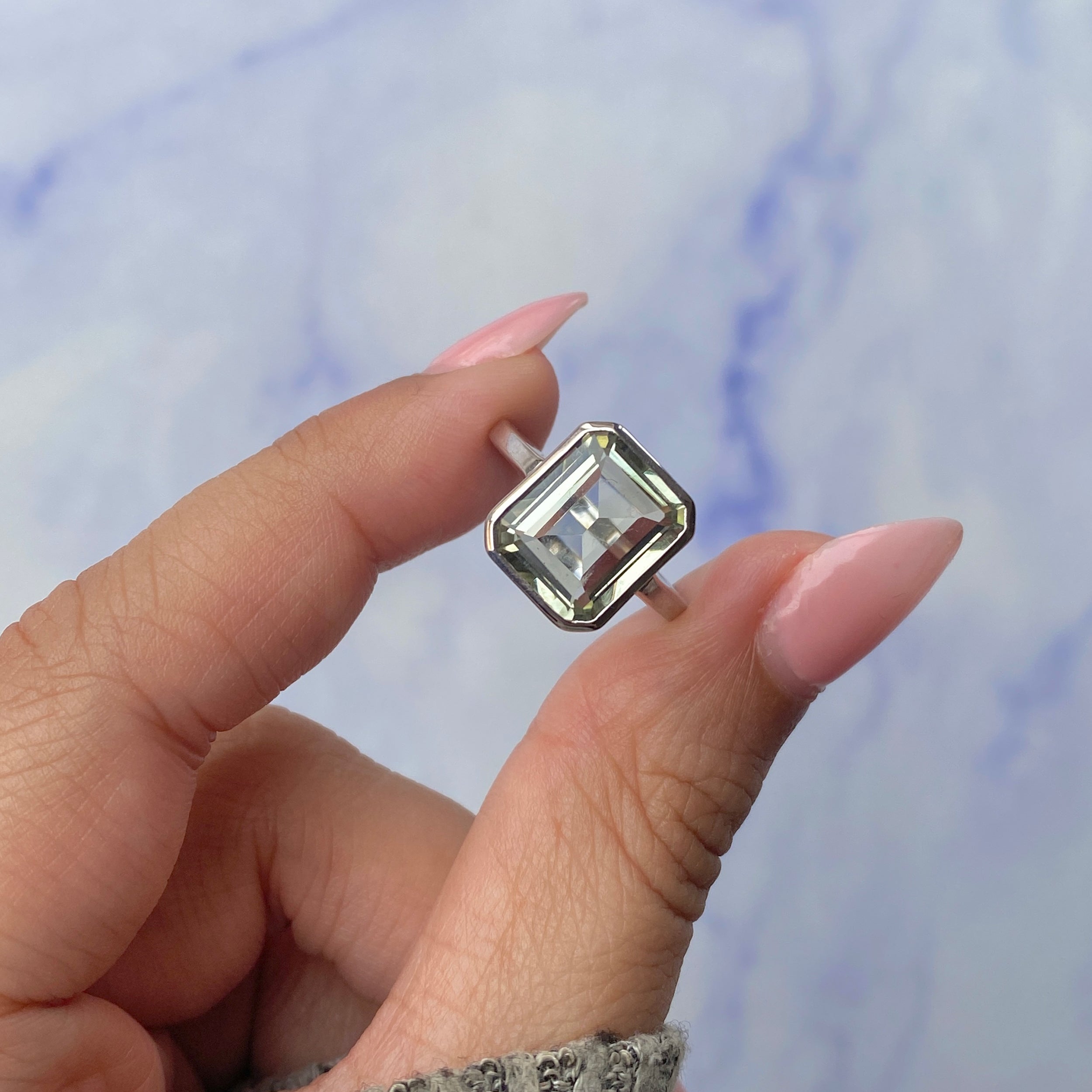 Green Amethyst Ring-(GRA-SR-1927.)