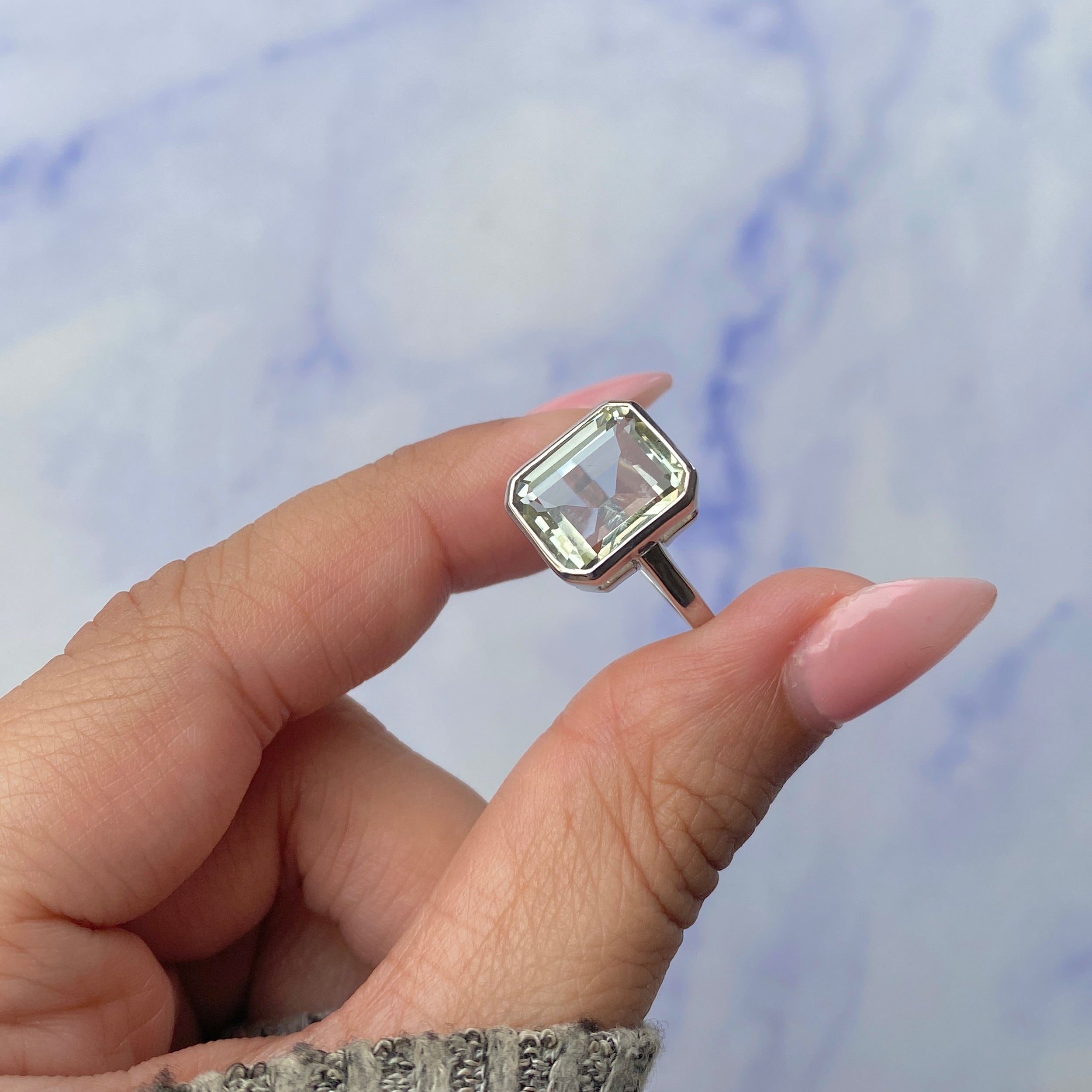 Green Amethyst Ring-(GRA-SR-1927.)