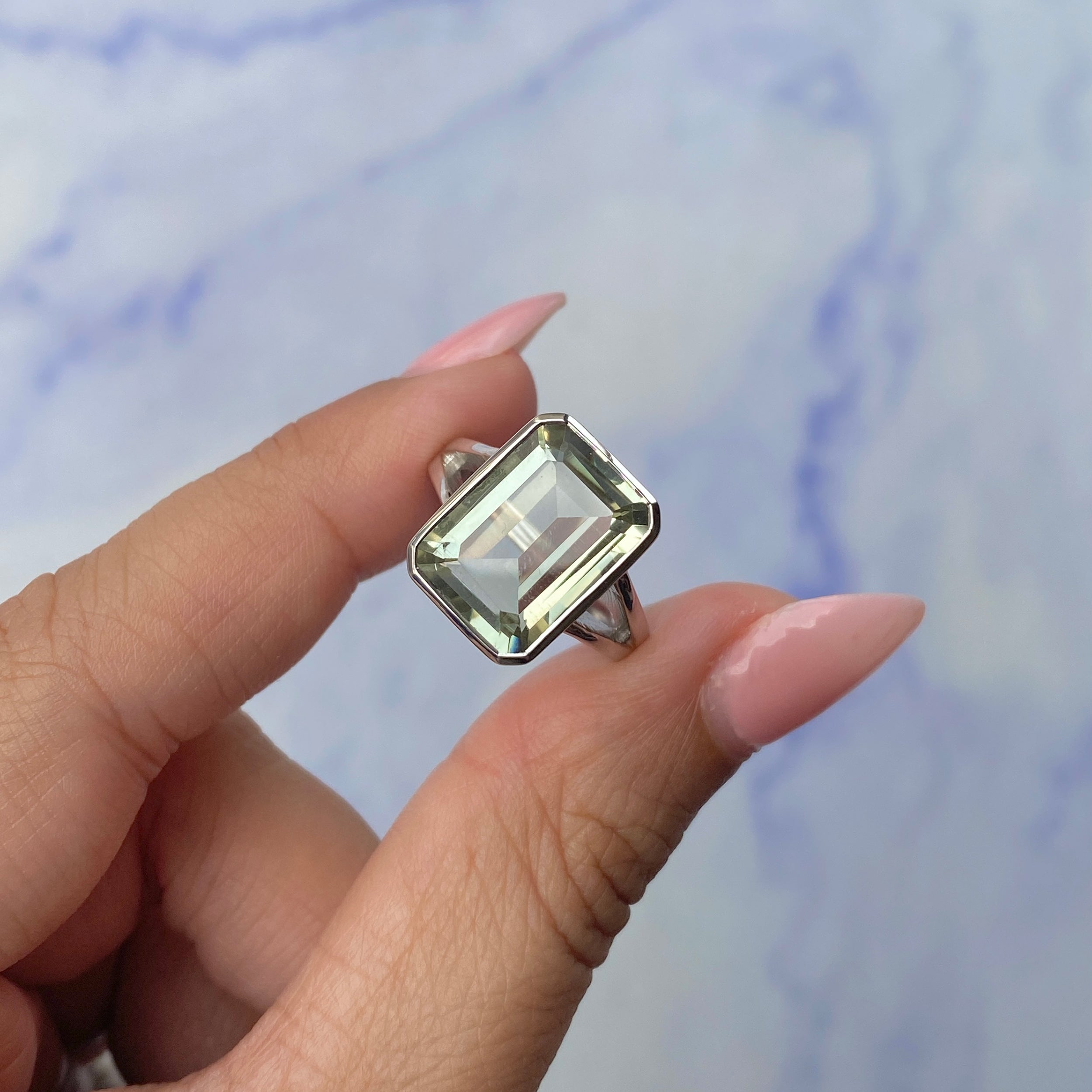 Green Amethyst Ring-(GRA-SR-1928.)