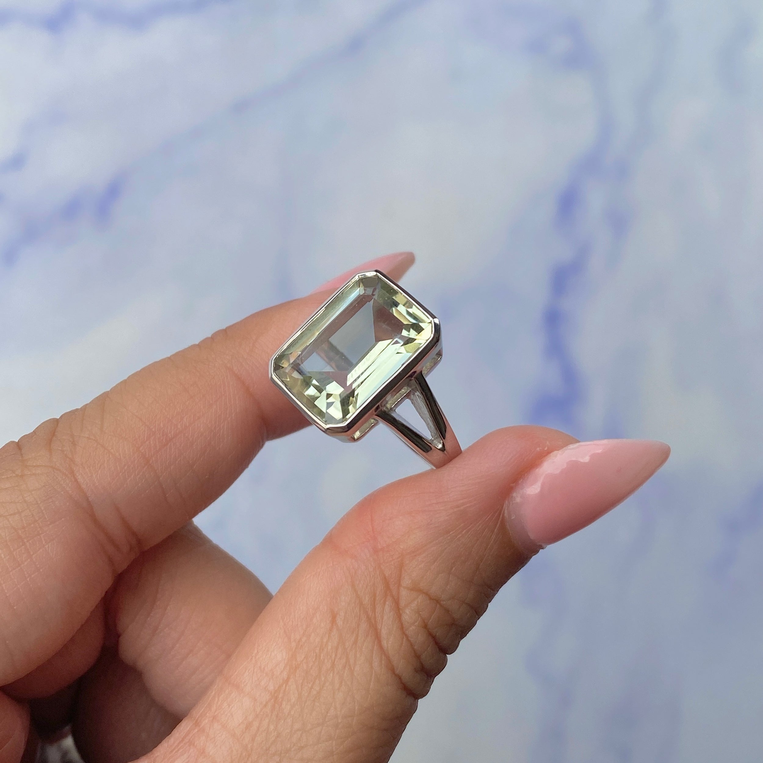 Green Amethyst Ring-(GRA-SR-1928.)