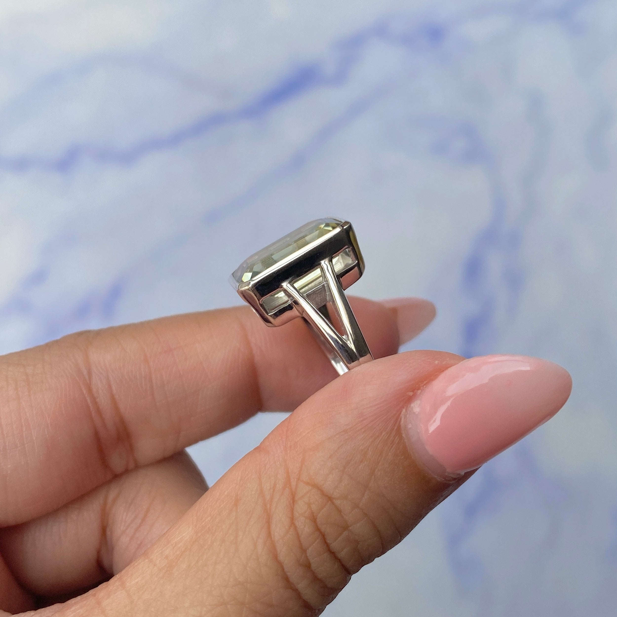 Green Amethyst Ring-(GRA-SR-1928.)