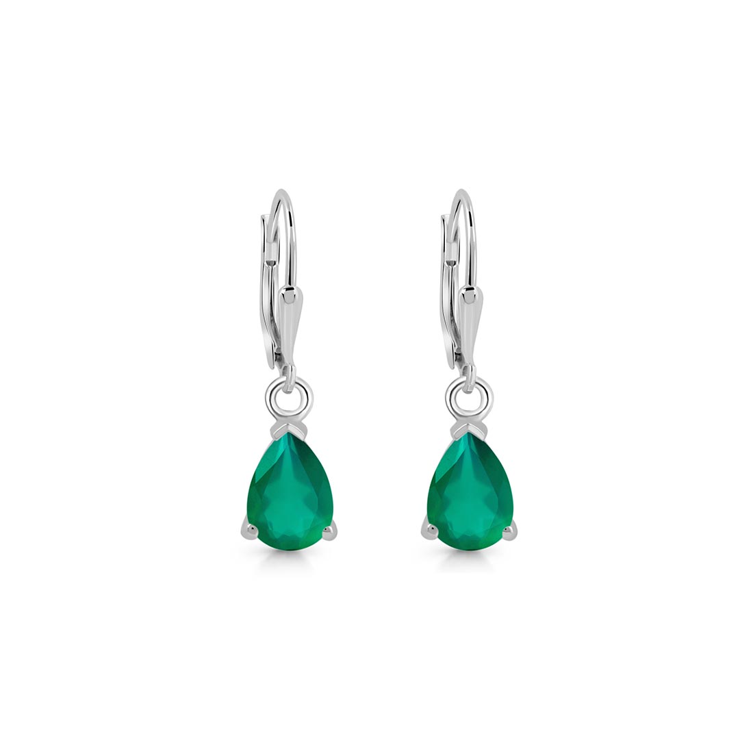 Green Onyx Leverback Earring-(GRO-SE-676.)
