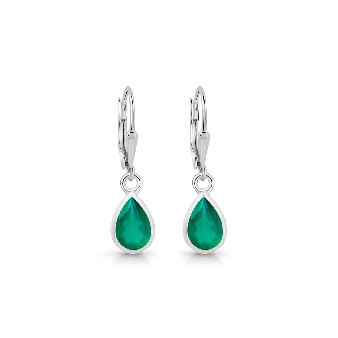 Green Onyx Leverback Earring-(GRO-SE-679)