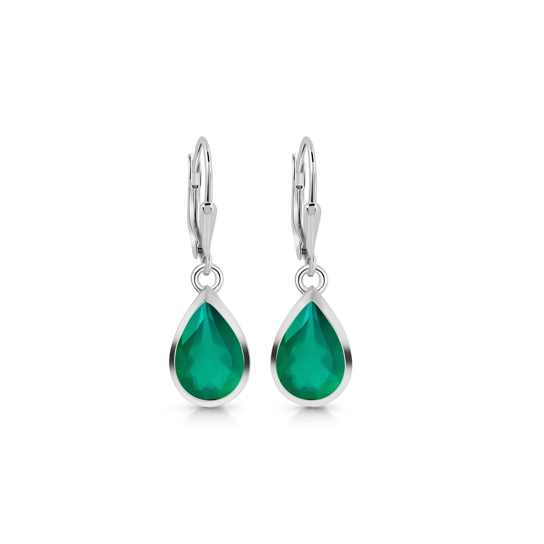 Green Onyx Leverback Earring-(GRO-SE-707.)