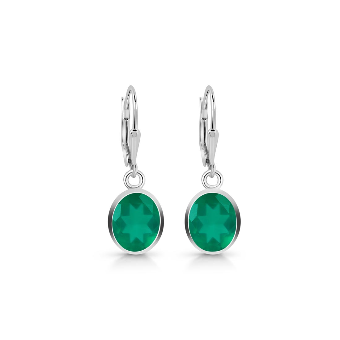Green Onyx Leverback Earring-(GRO-SE-713.)