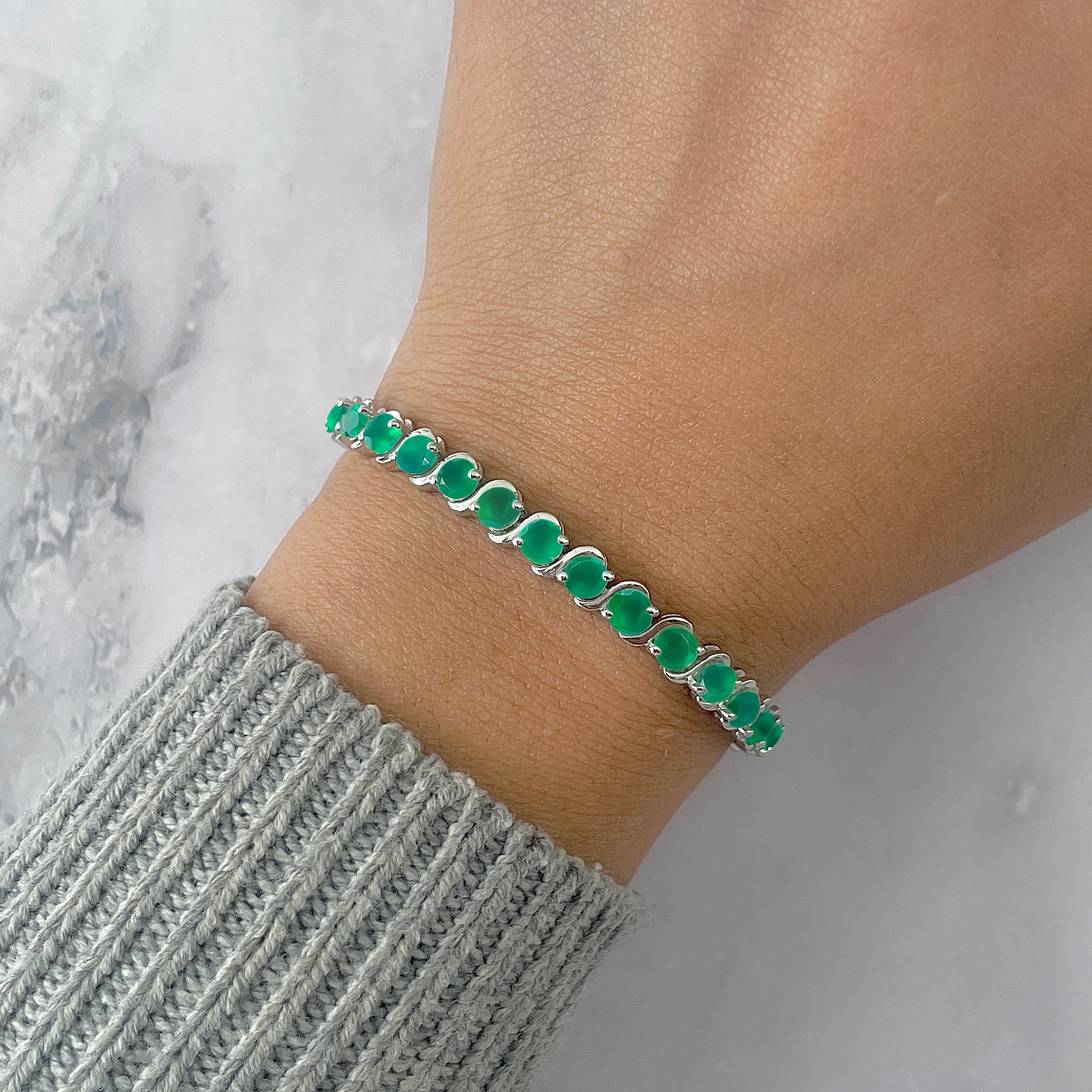Green Onyx Bracelet-(GRO-SB-173.)