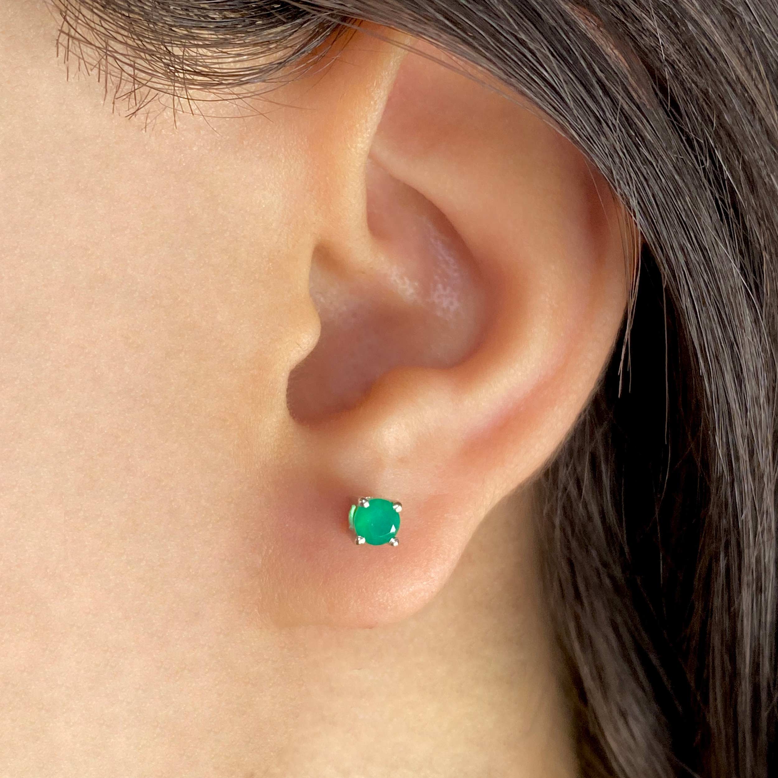 Green Onyx Stud Earrings-(GRO-SE-1023.)