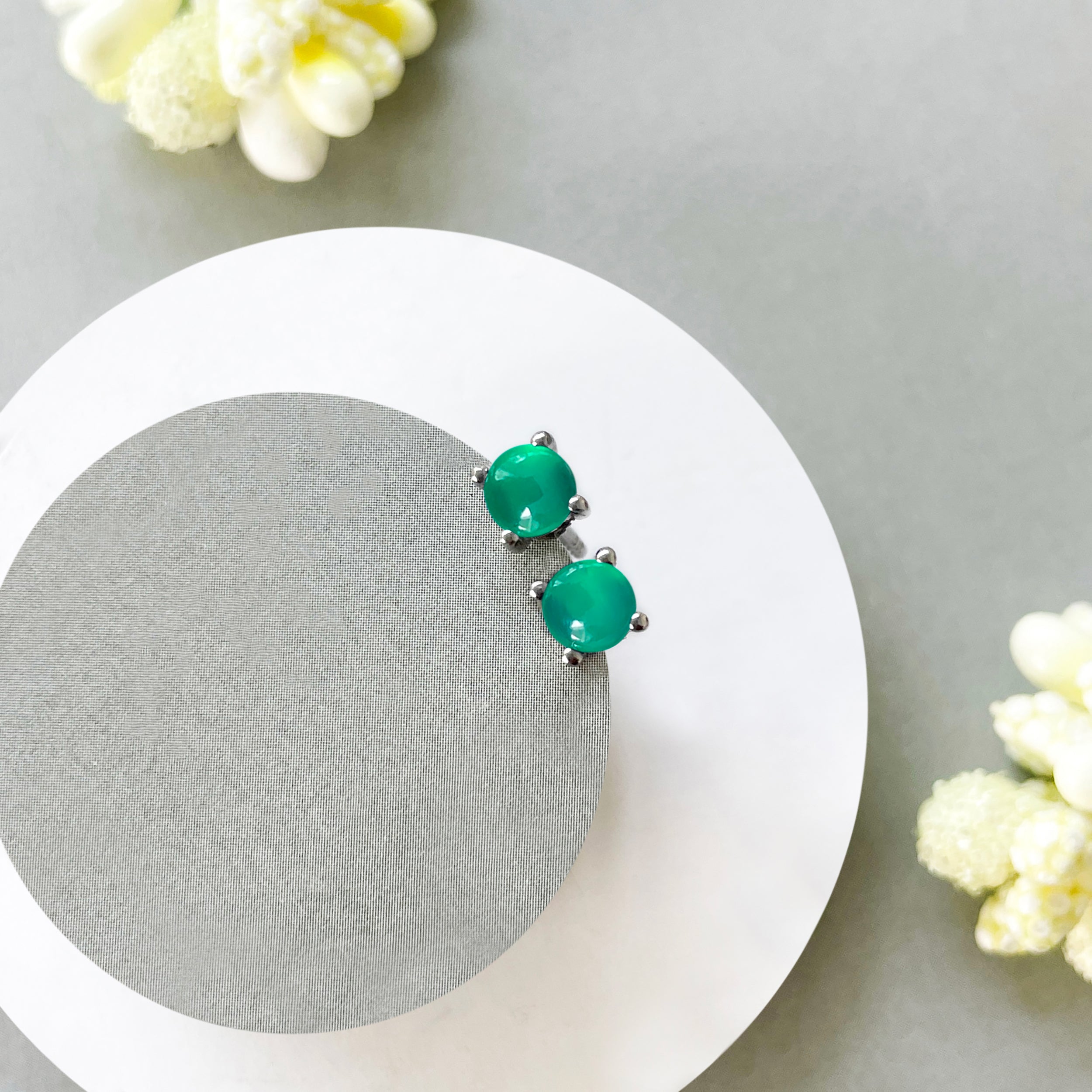 Green Onyx Stud Earring-(GRO-SE-1068.)