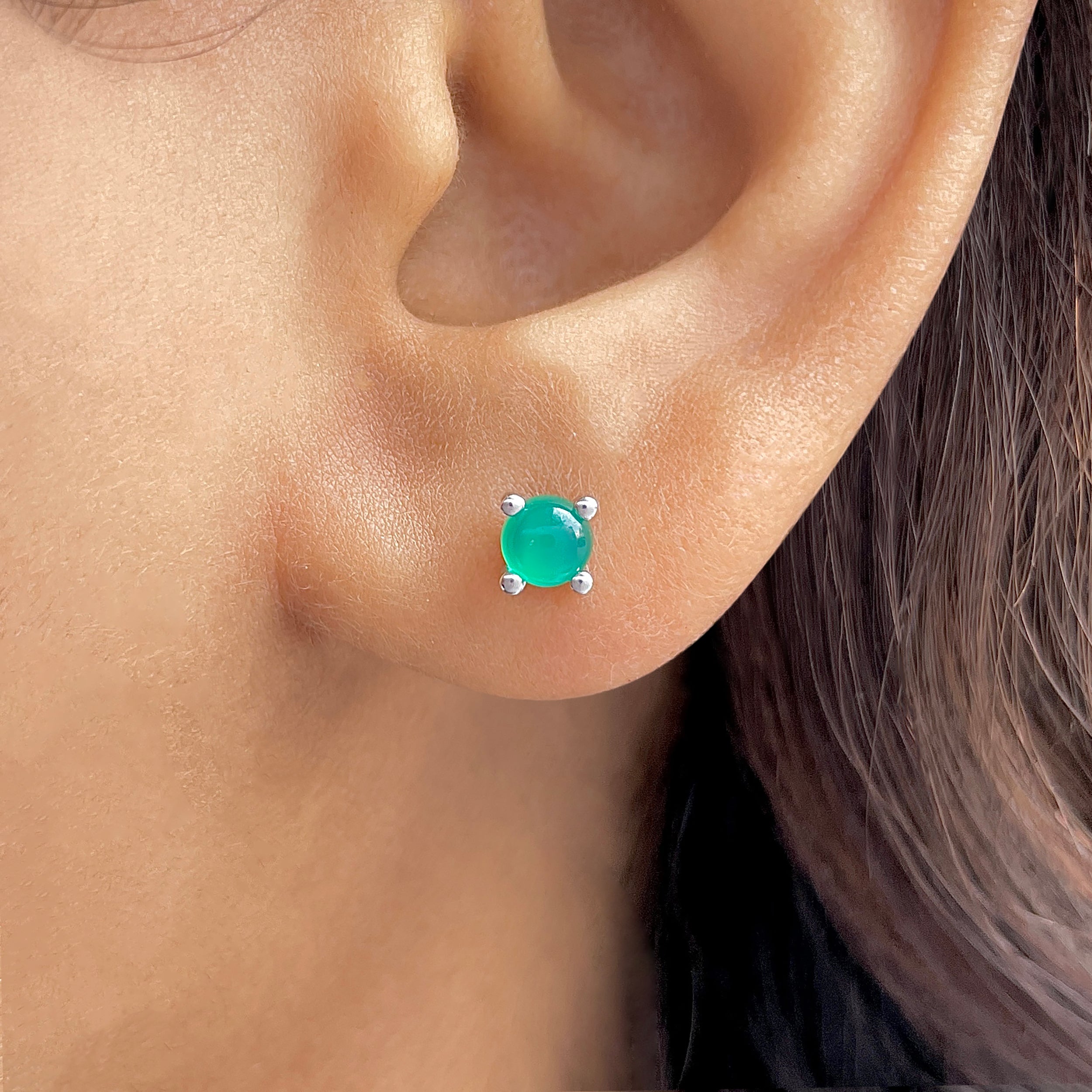Green Onyx Stud Earring-(GRO-SE-1068.)