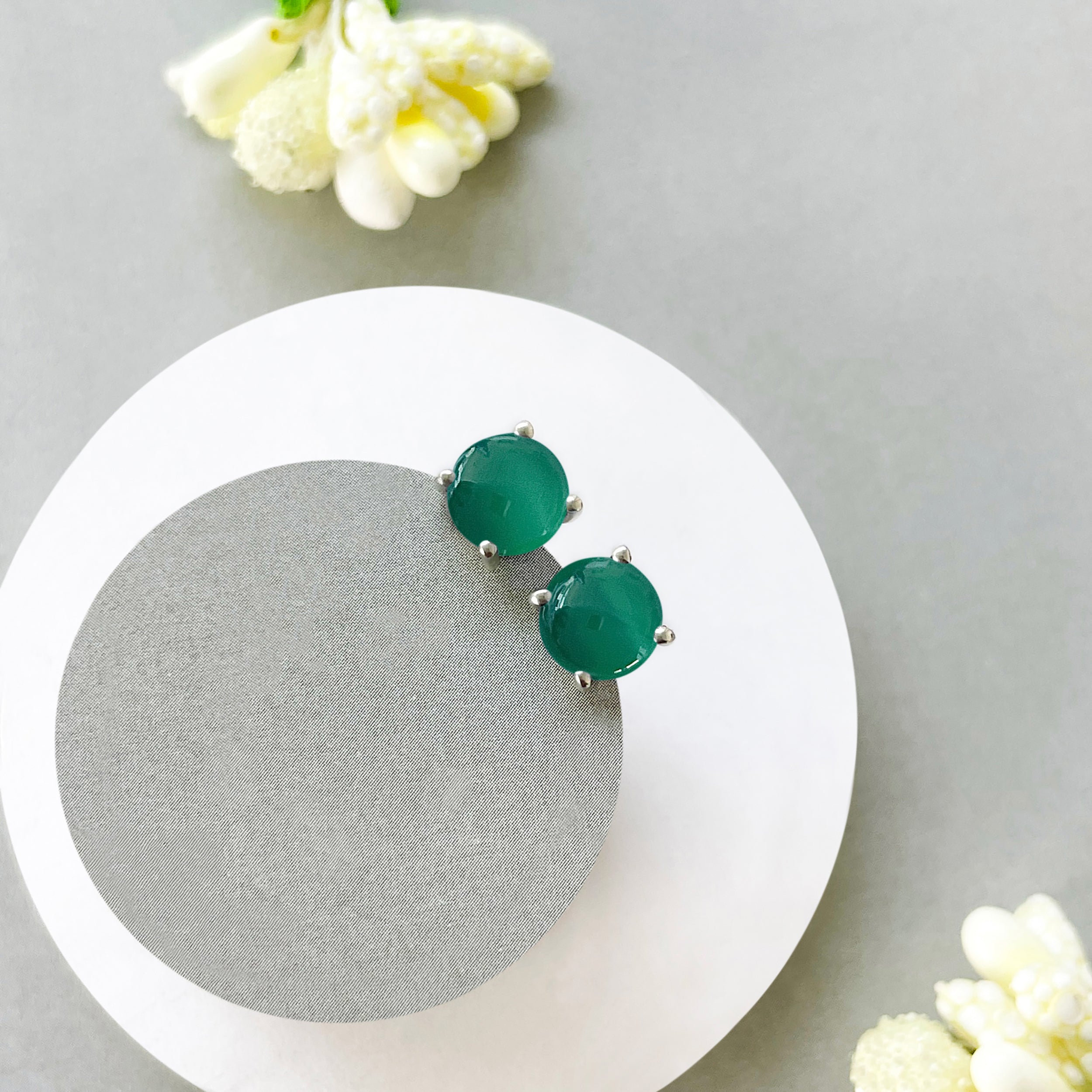 Green Onyx Stud Earring-(GRO-SE-1069.)