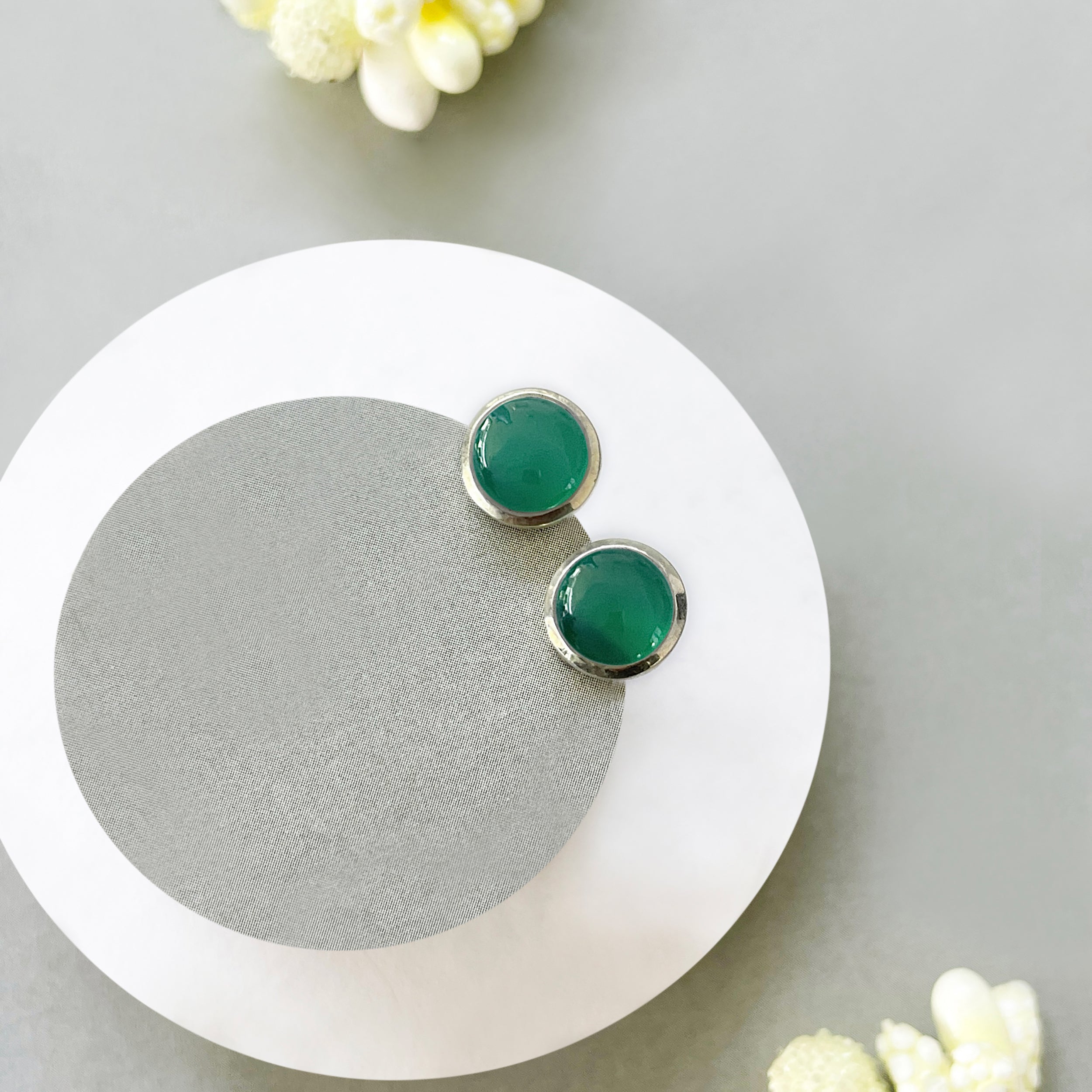 Green Onyx Stud Earring-(GRO-SE-1073.)