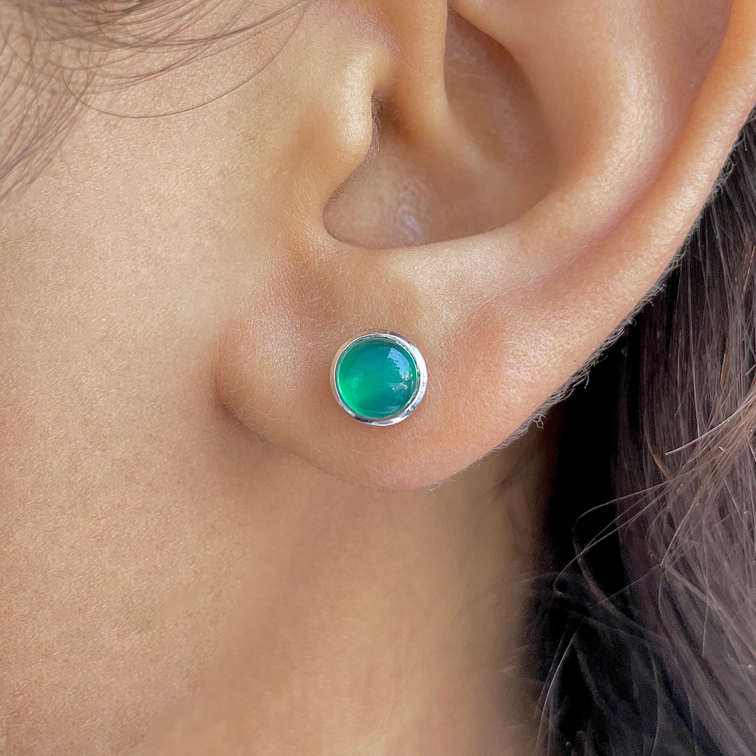 Green Onyx Stud Earring-(GRO-SE-1073.)