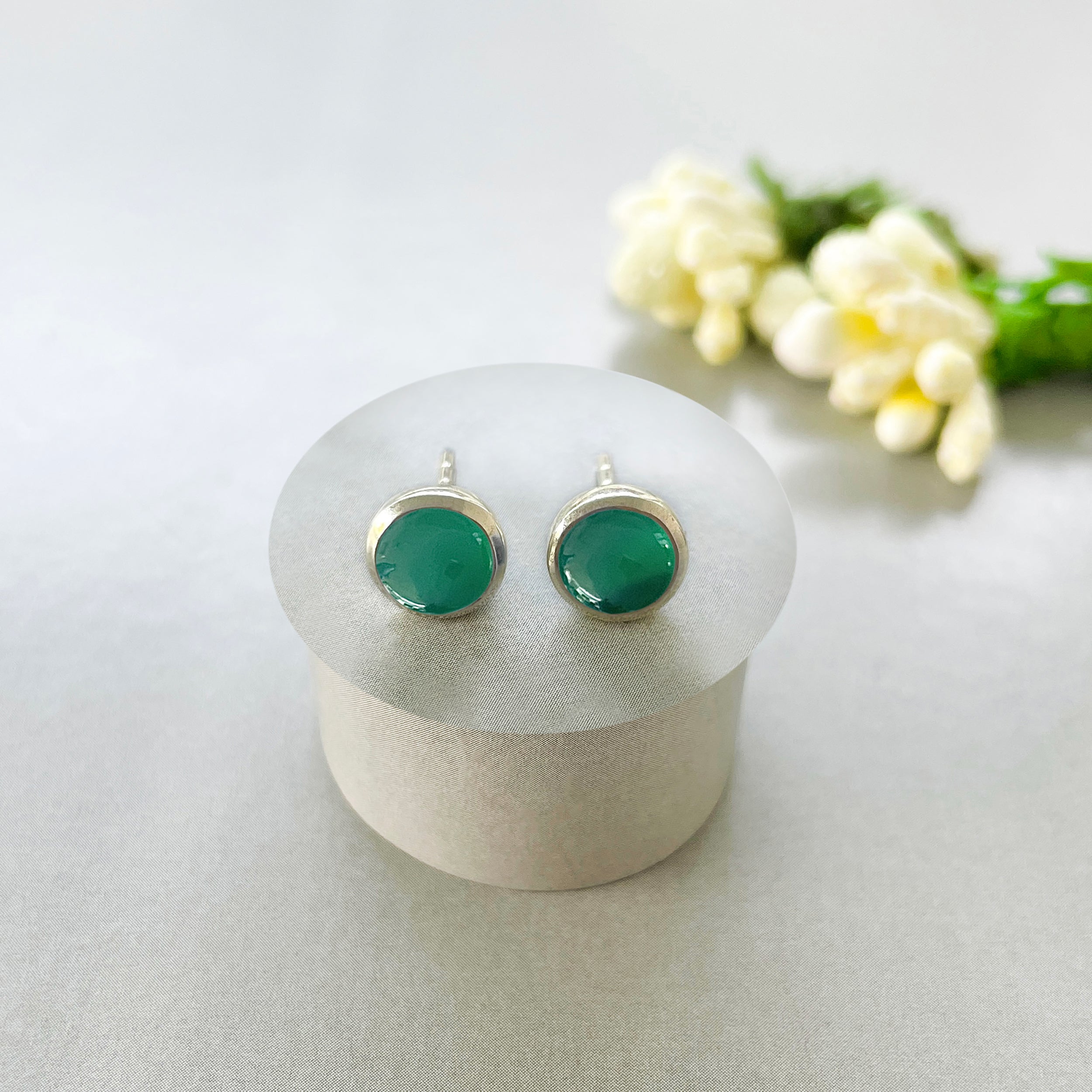 Green Onyx Stud Earring-(GRO-SE-1073.)