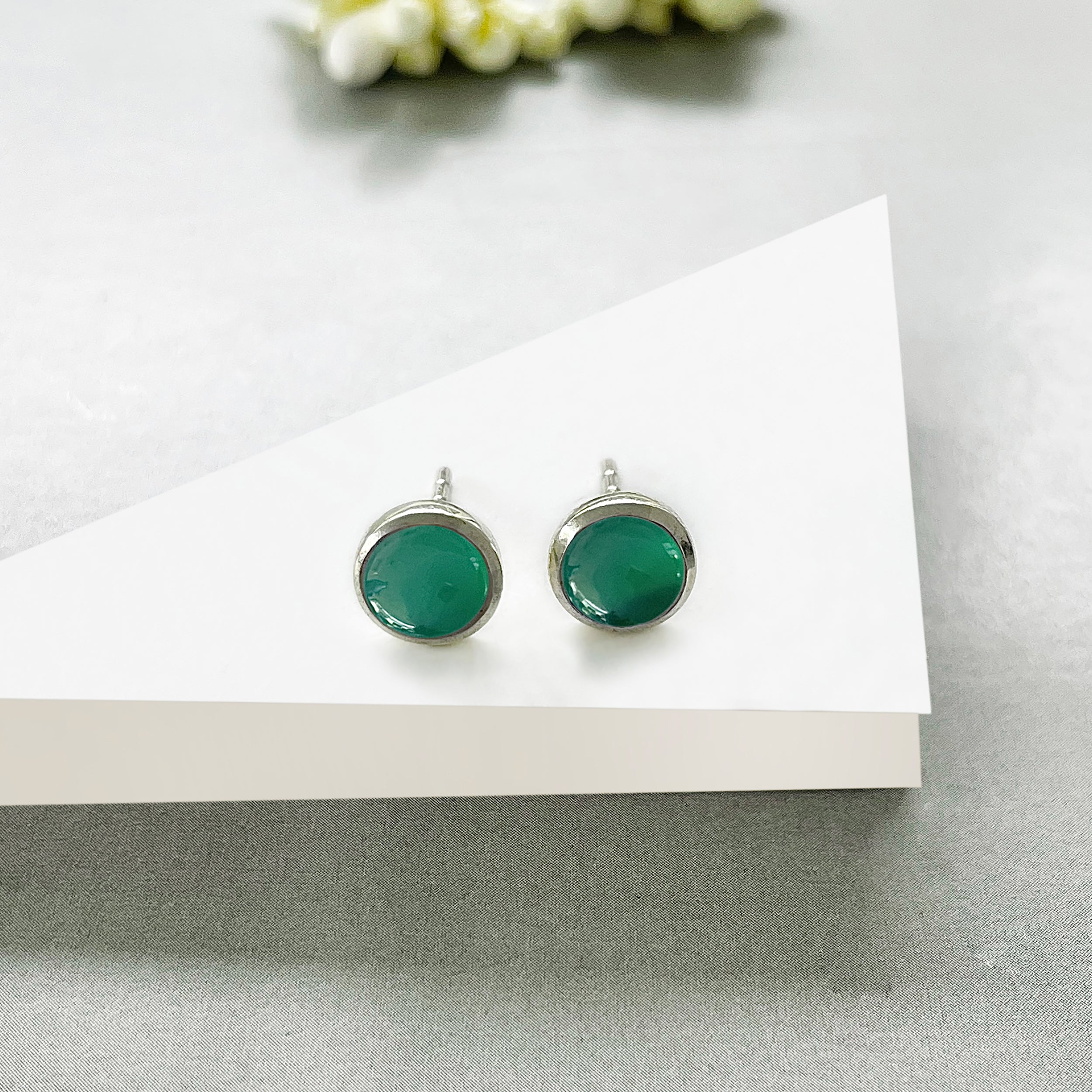 Green Onyx Stud Earring-(GRO-SE-1073.)