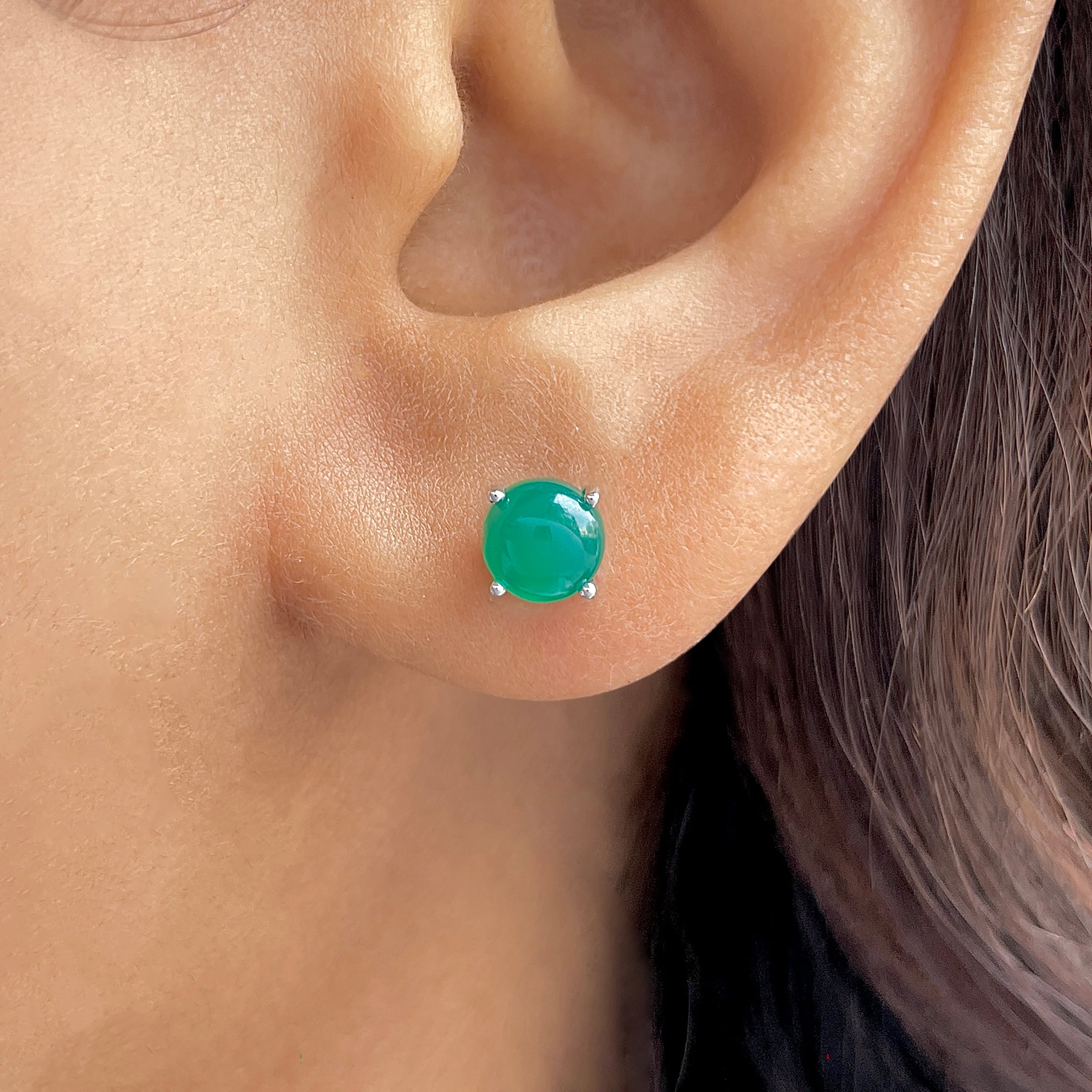 Green Onyx Stud Earring-(GRO-SE-1178.)
