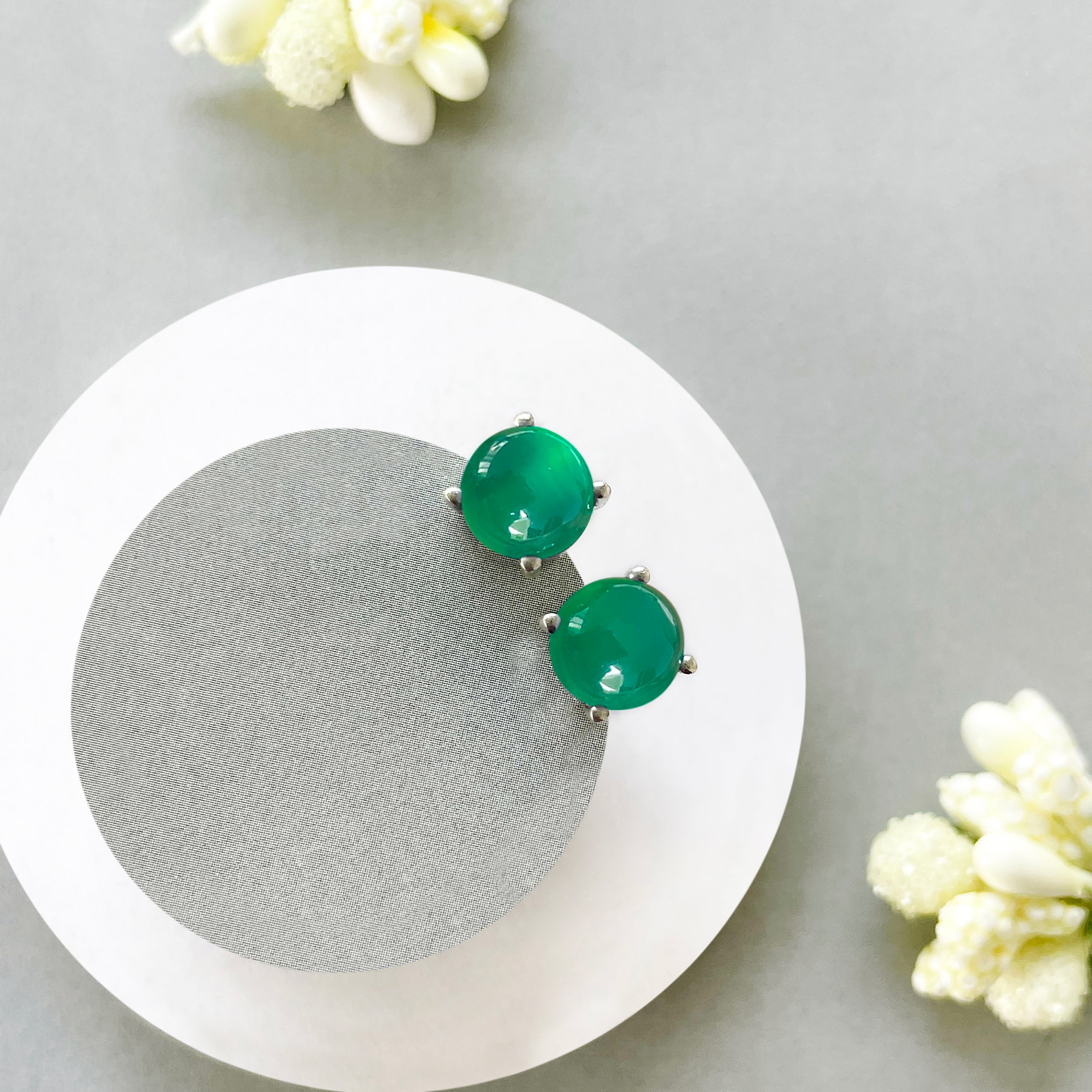 Green Onyx Stud Earring-(GRO-SE-1178.)