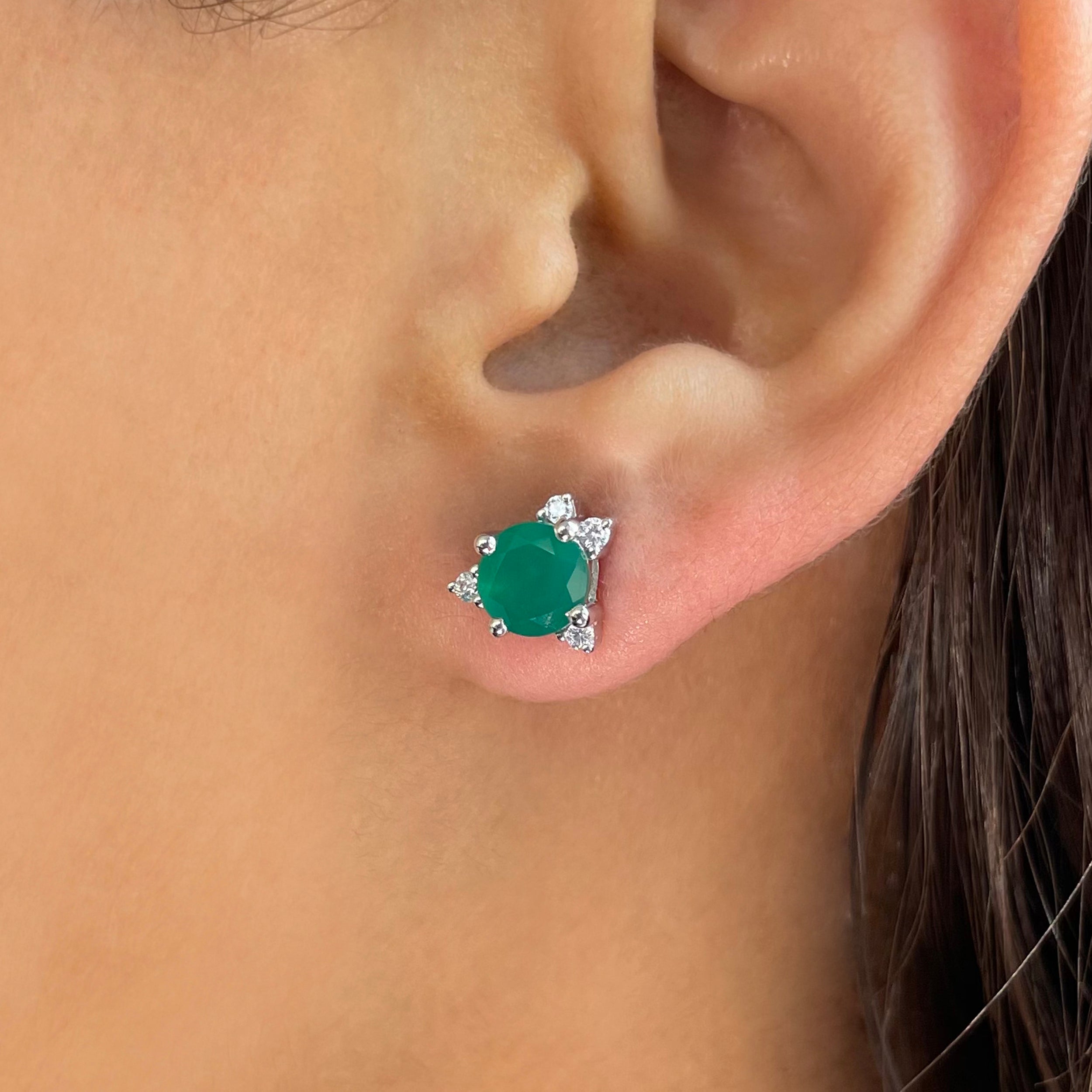 Green Onyx Stud Earrings-(GRO-SE-1260.)