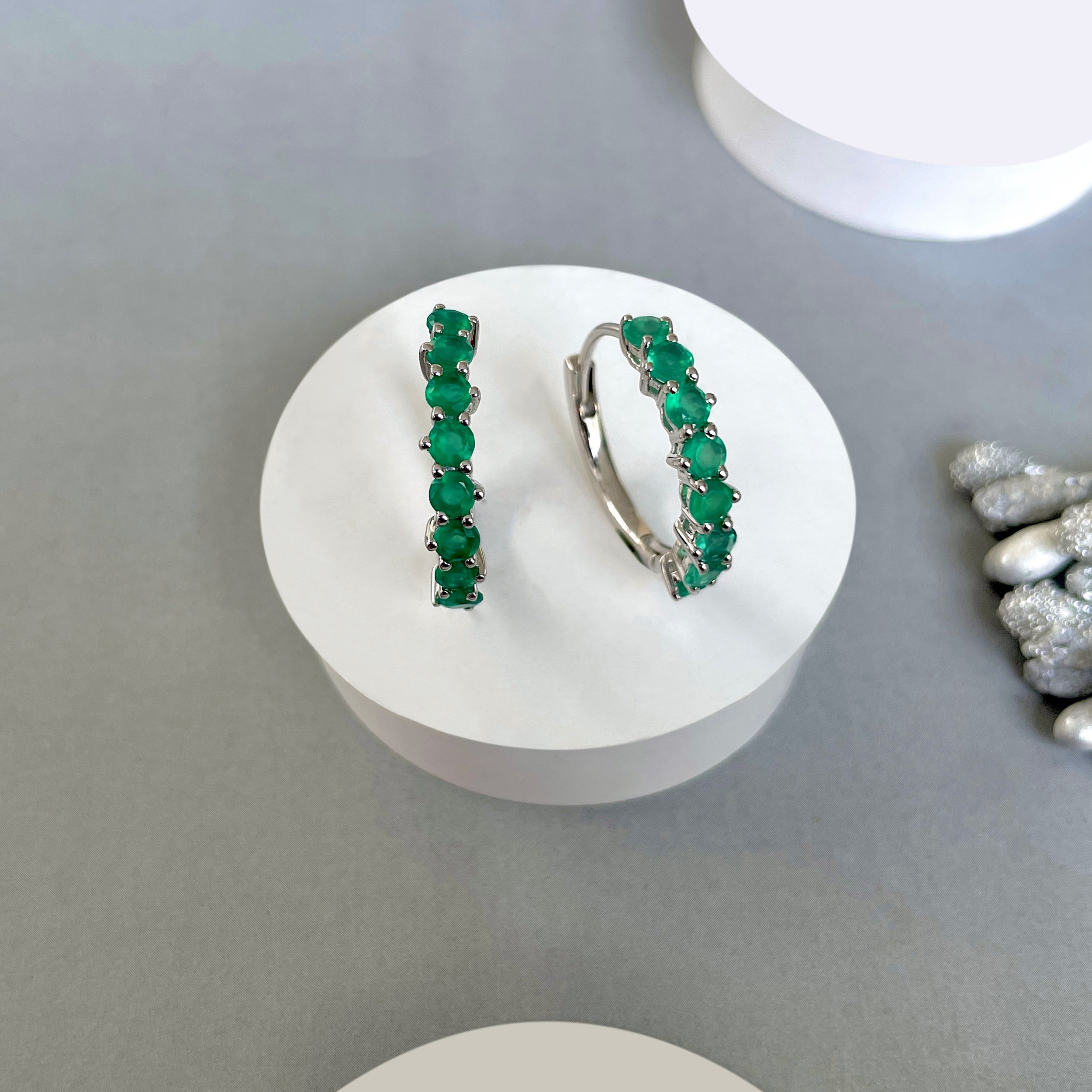 Green Onyx Hoop Earring-(GRO-SE-1276.)