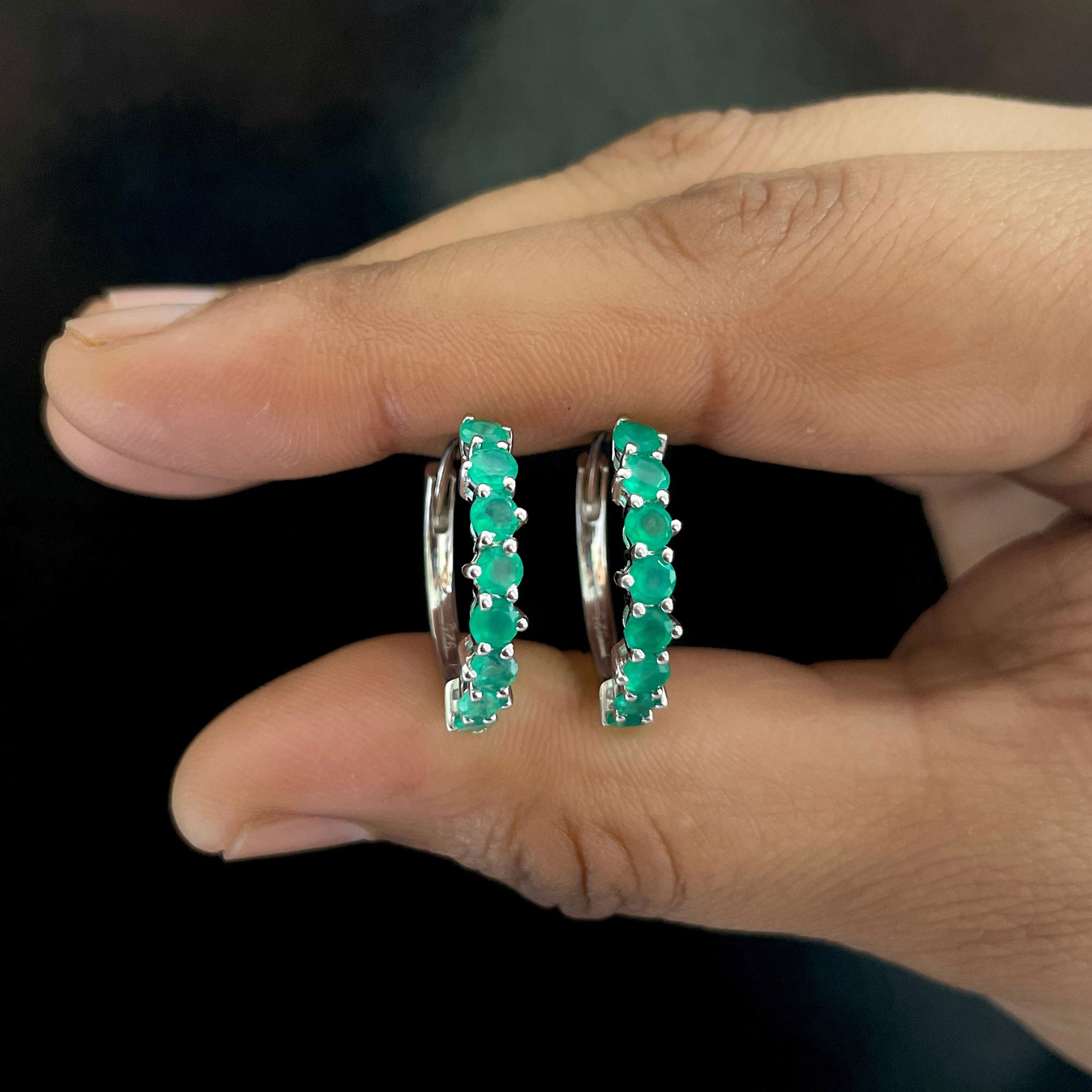 Green Onyx Hoop Earring-(GRO-SE-1276.)