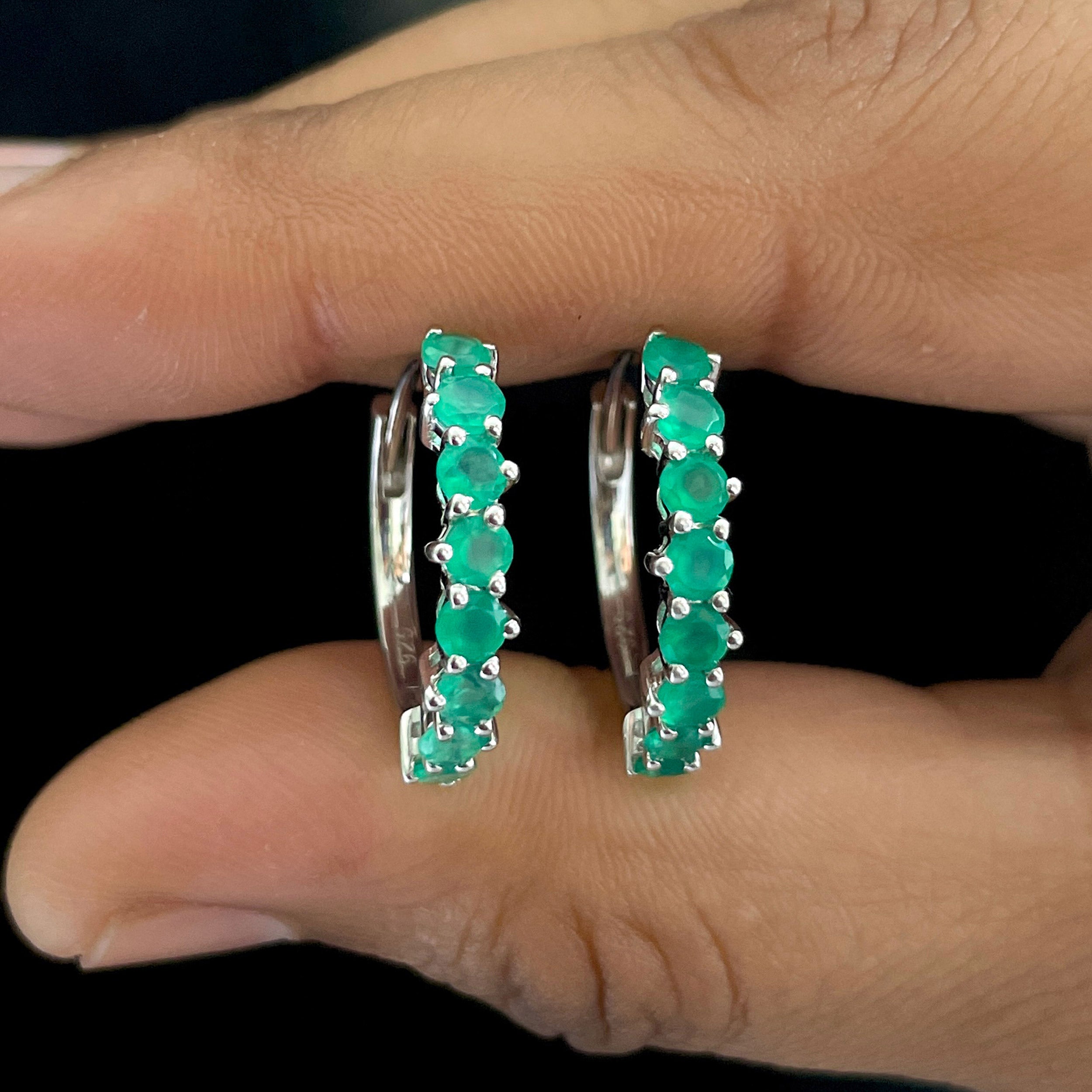 Green Onyx Hoop Earring-(GRO-SE-1276.)