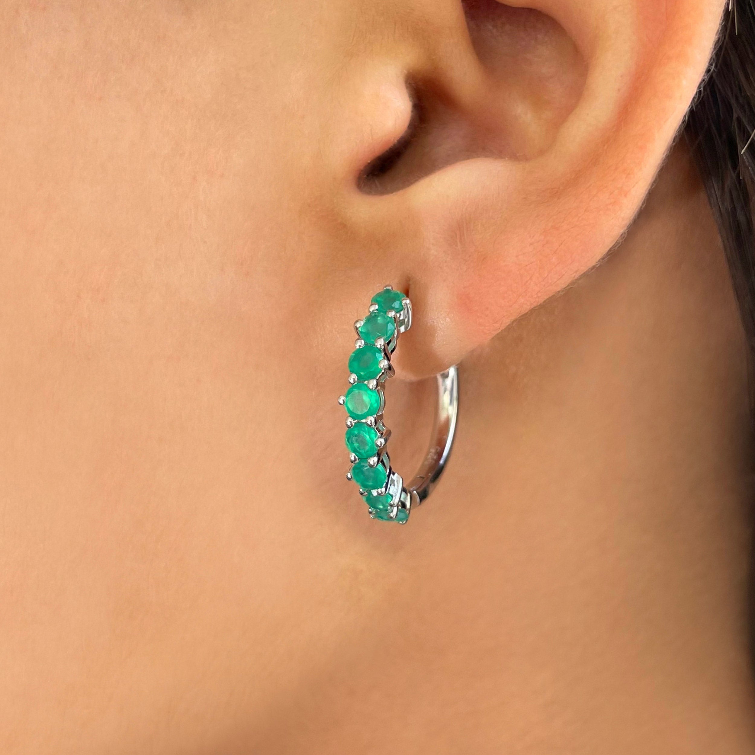 Green Onyx Hoop Earring-(GRO-SE-1276.)