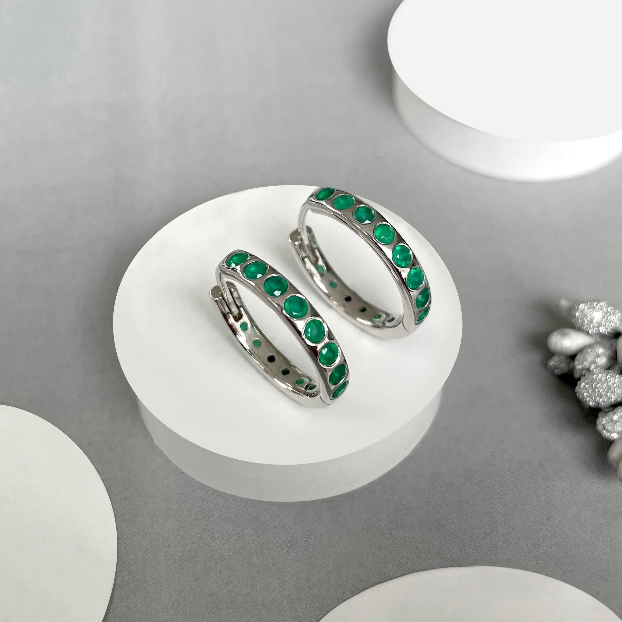 Green Onyx Hoop Earring-(GRO-SE-1277.)