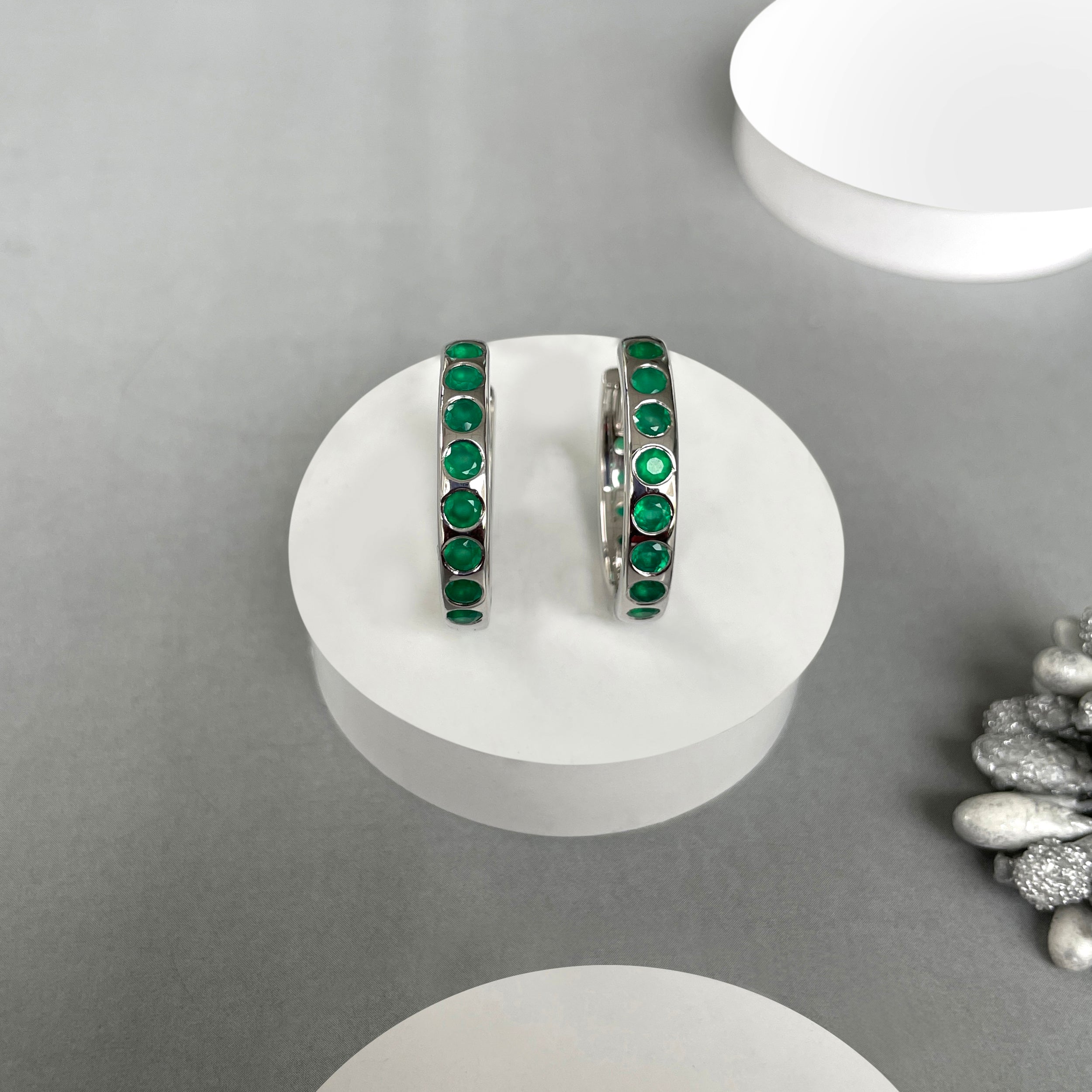 Green Onyx Hoop Earring-(GRO-SE-1277.)