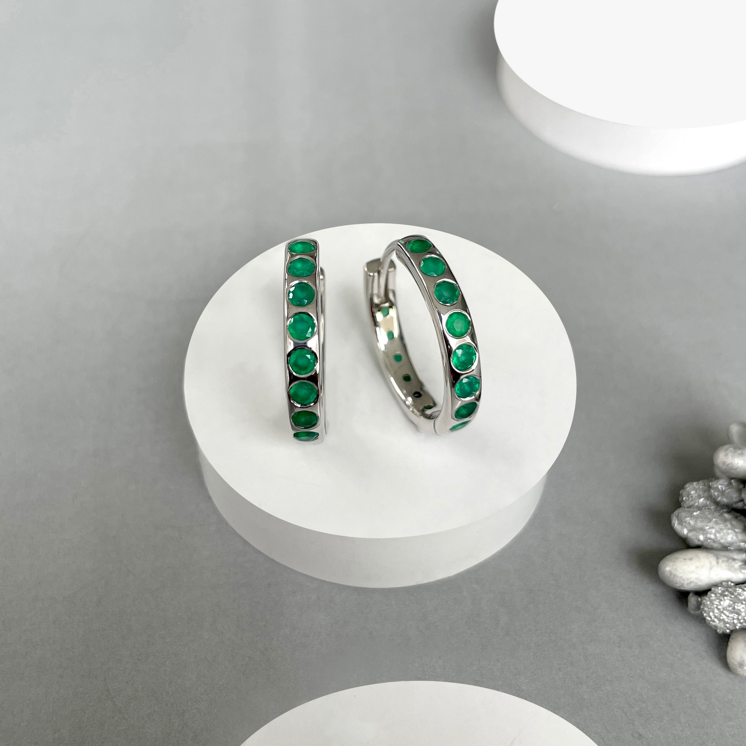 Green Onyx Hoop Earring-(GRO-SE-1277.)
