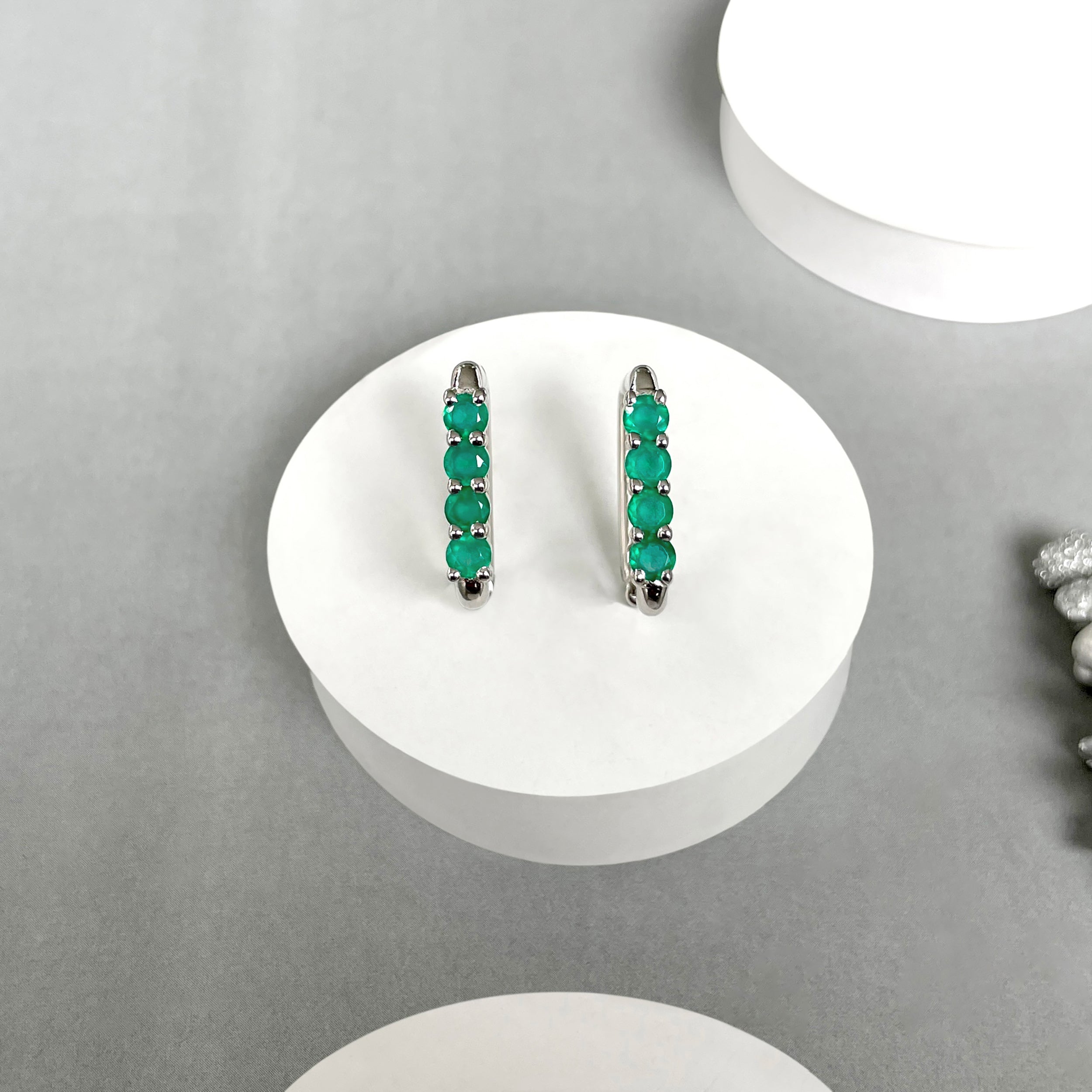 Green Onyx Hoop Earrings-(GRO-SE-1281.)