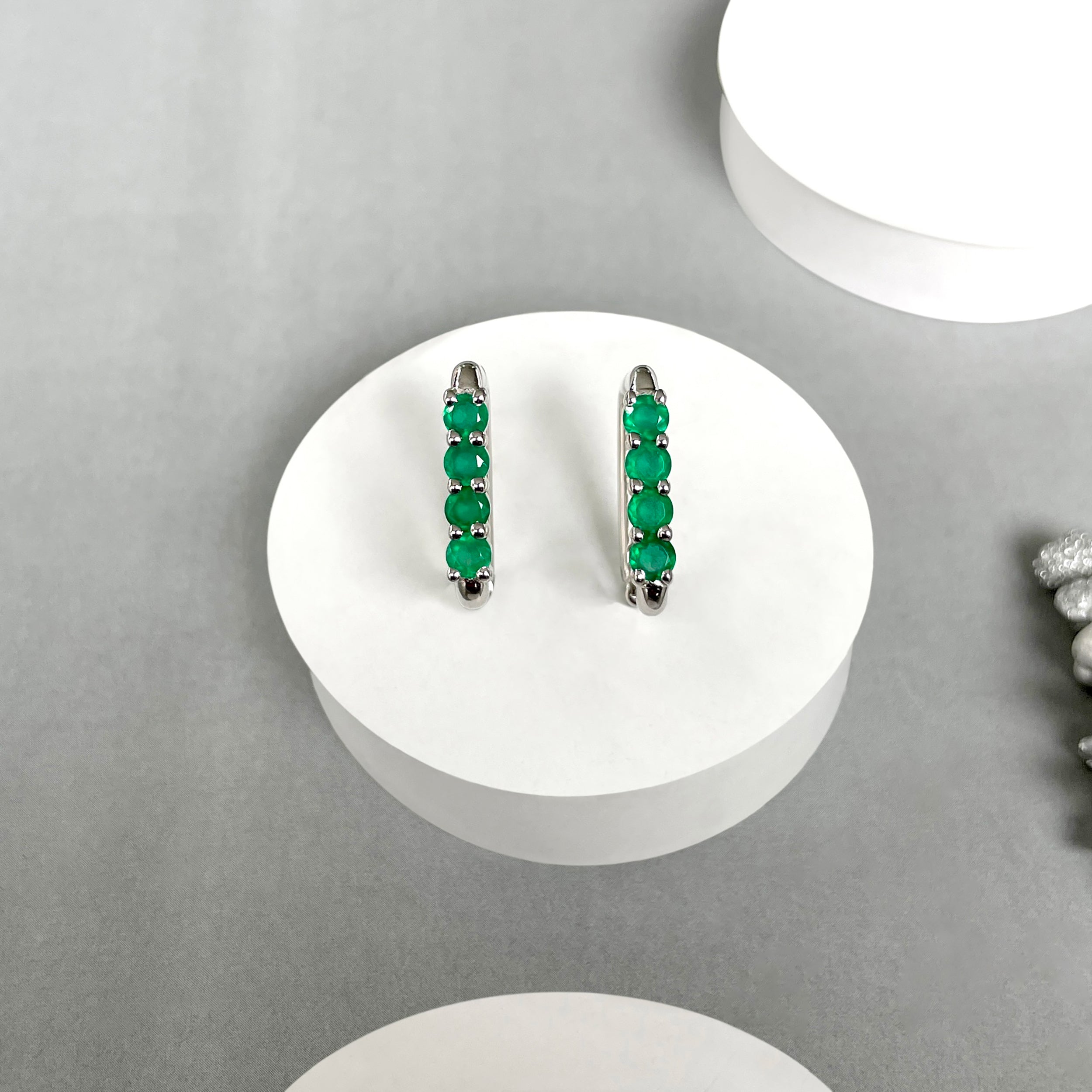 Green Onyx Hoop Earrings-(GRO-SE-1281.)