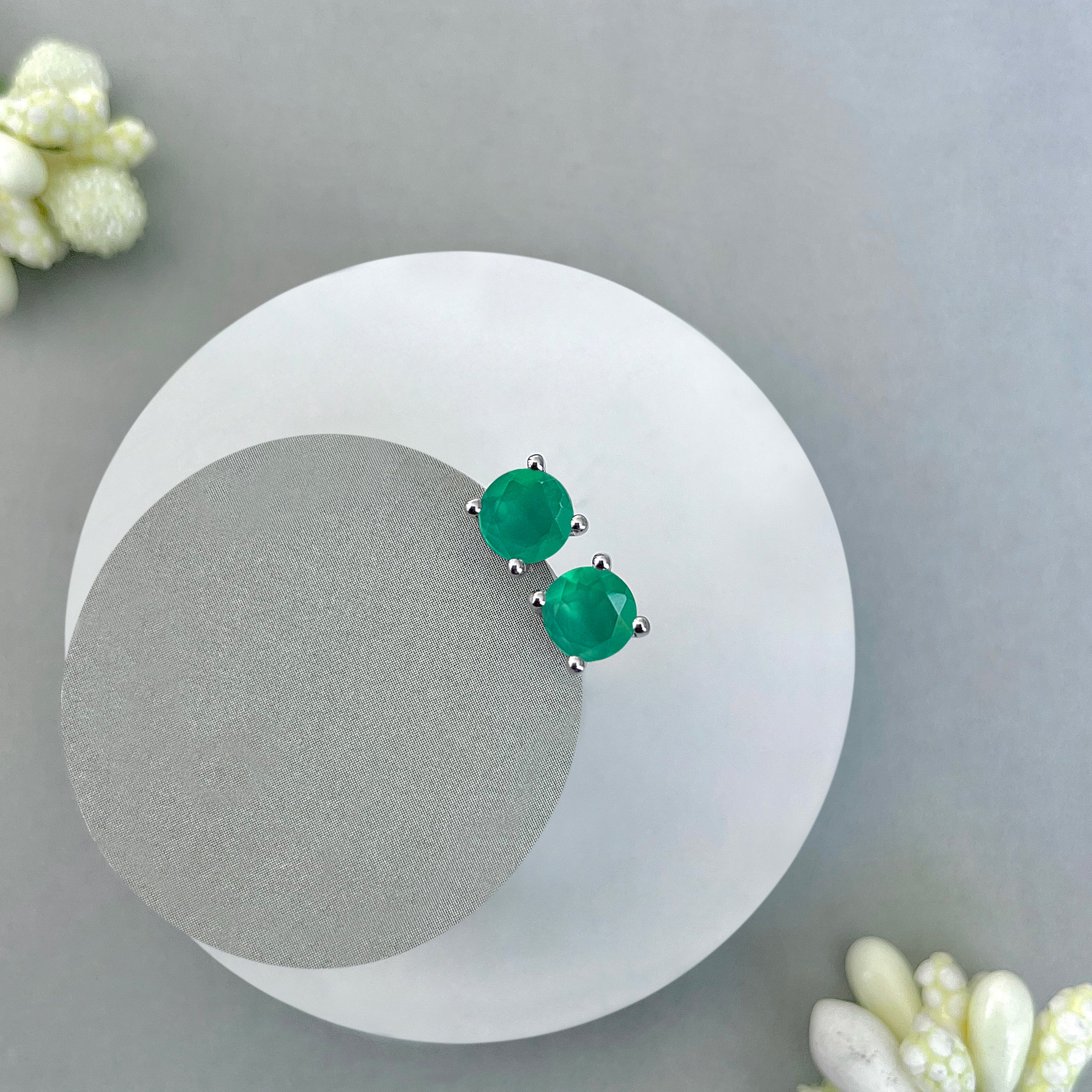 Green Onyx Stud Earring-(GRO-SE-1321.)