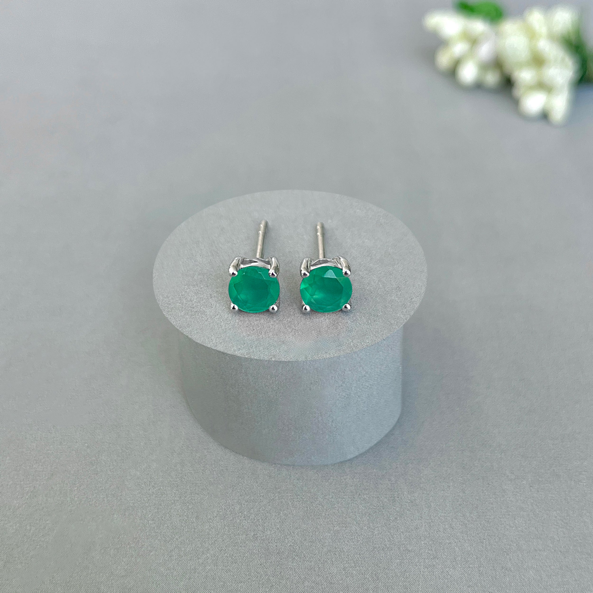 Green Onyx Stud Earring-(GRO-SE-1321.)