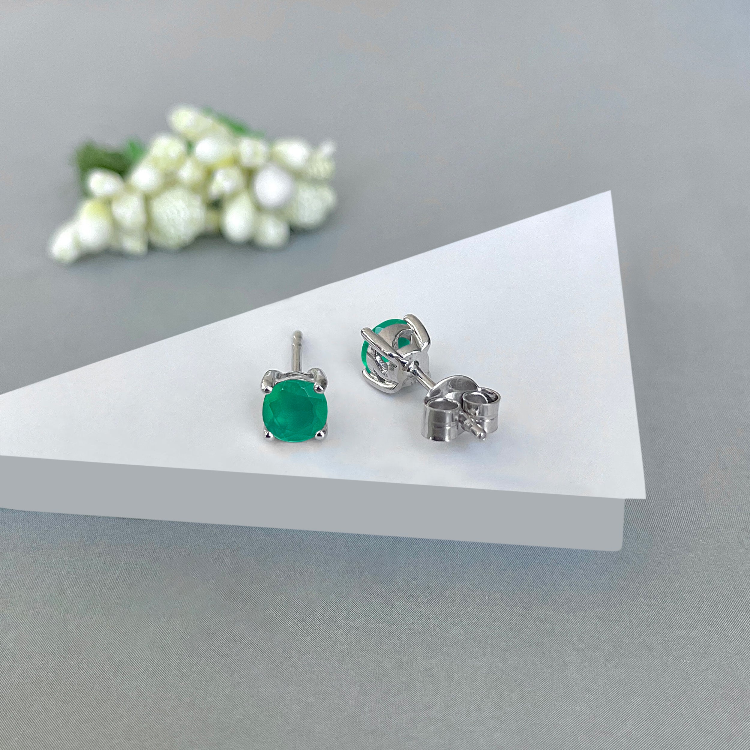 Green Onyx Stud Earring-(GRO-SE-1321.)