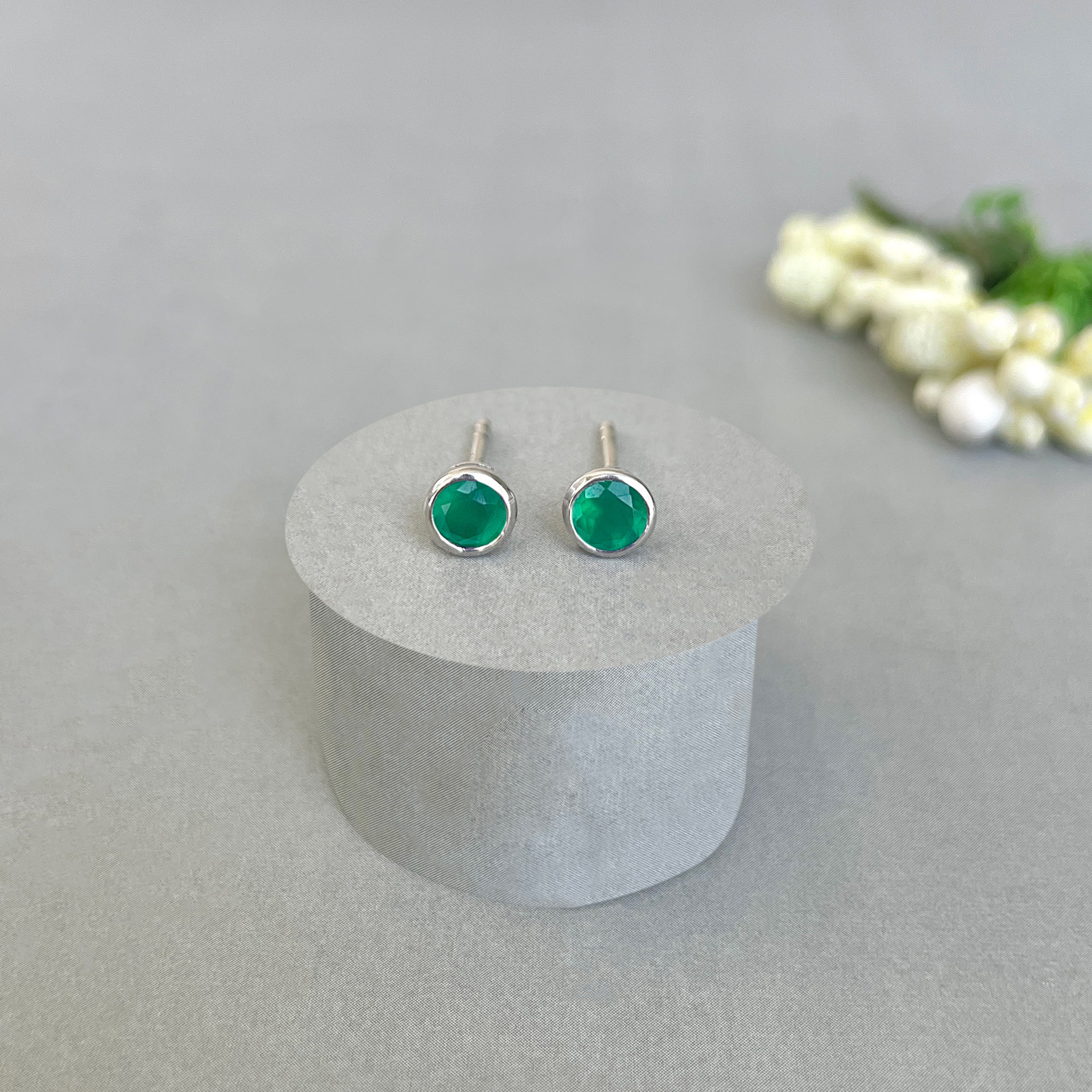 Green Onyx Stud Earring-(GRO-SE-1375.)