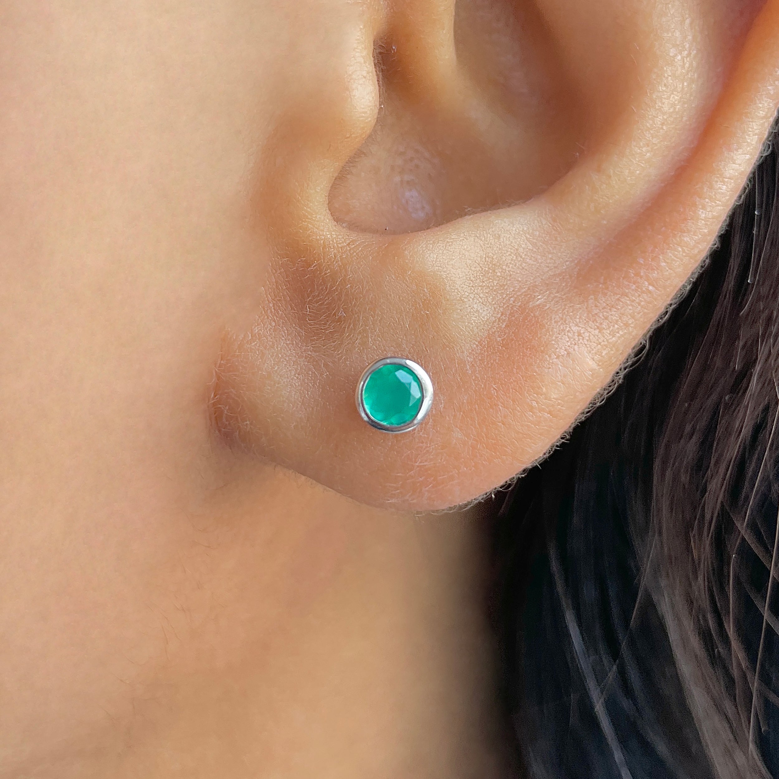 Green Onyx Stud Earring-(GRO-SE-1375.)