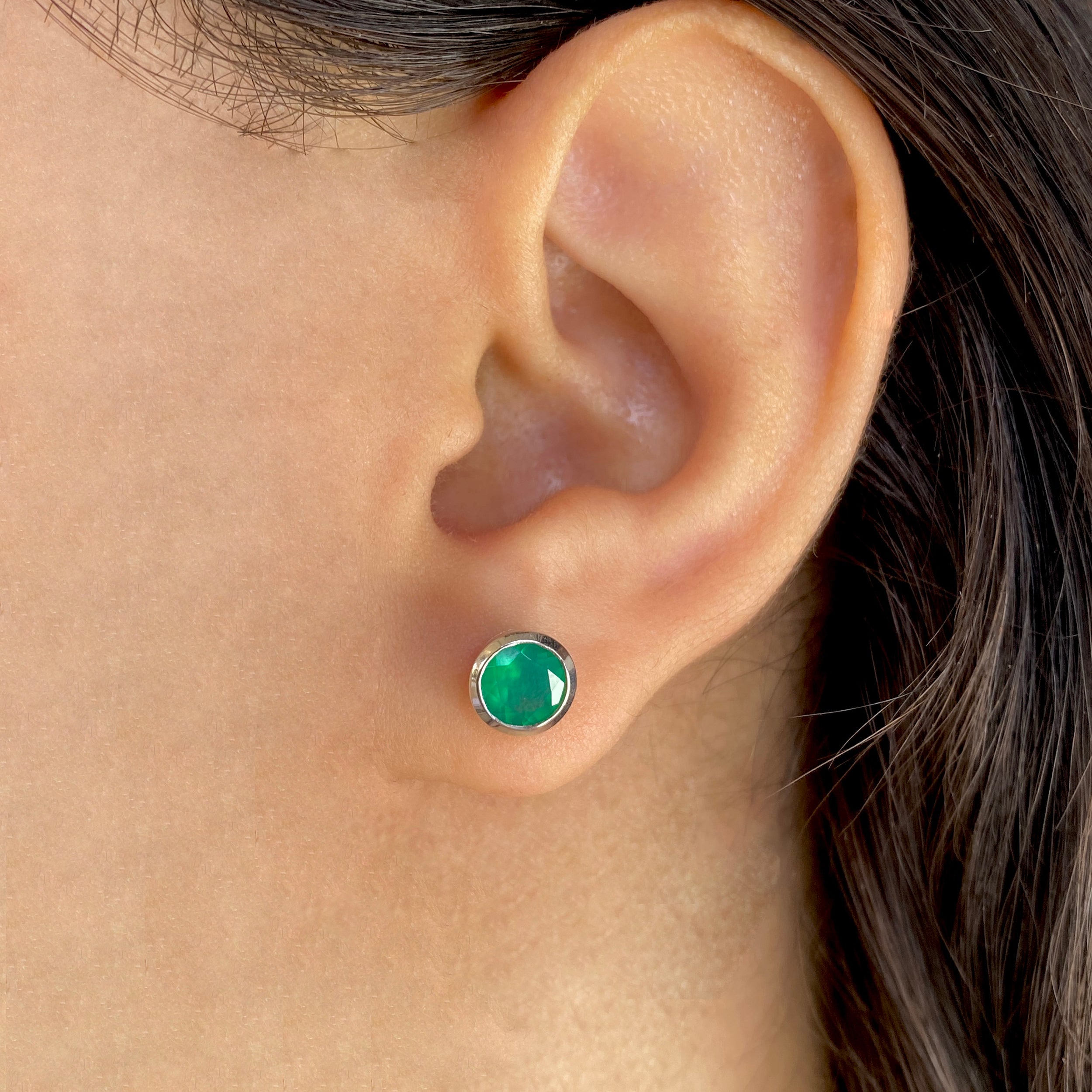 Green Onyx Stud Earring-(GRO-SE-1426.)