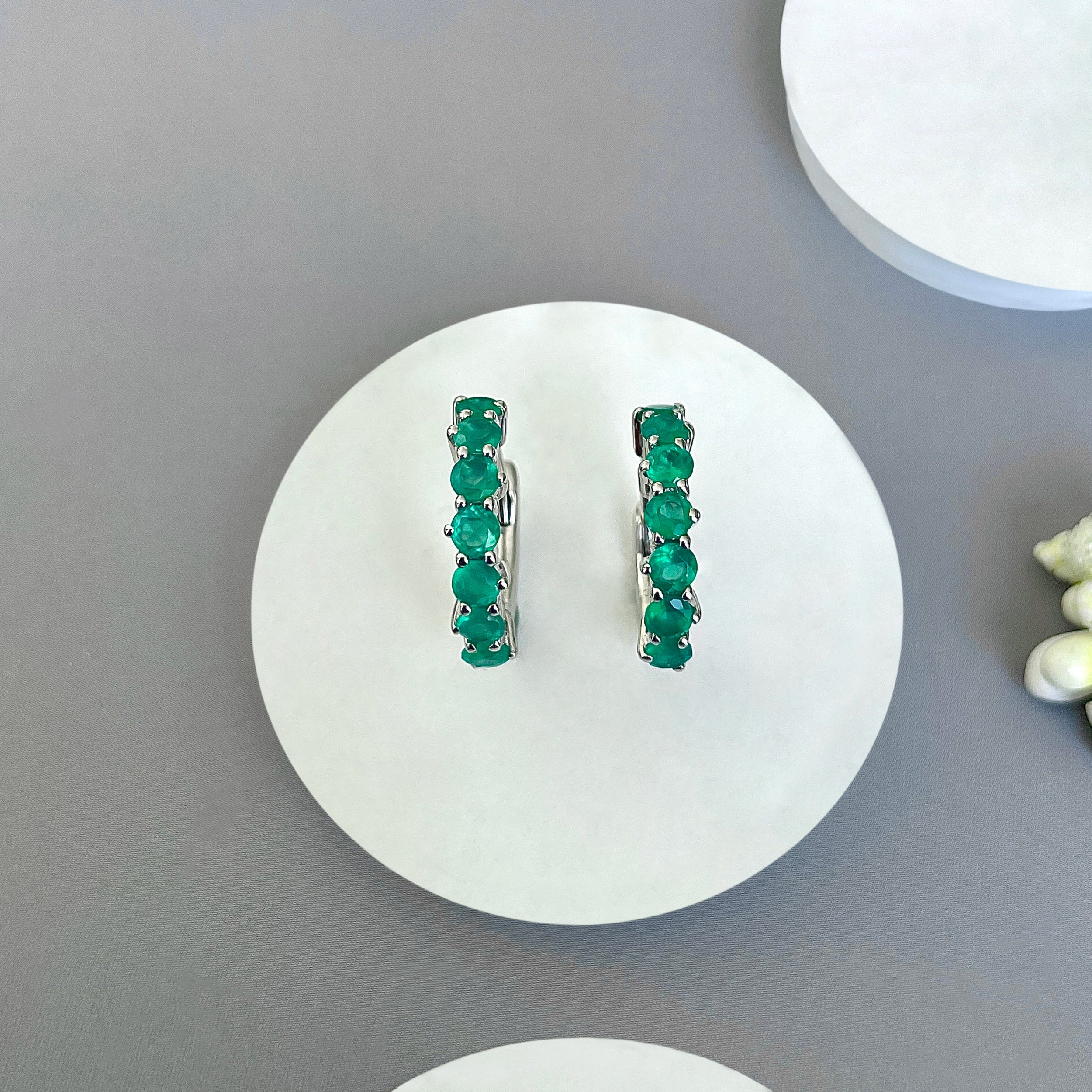 Green Onyx Hoop Earring-(GRO-SE-1473.)