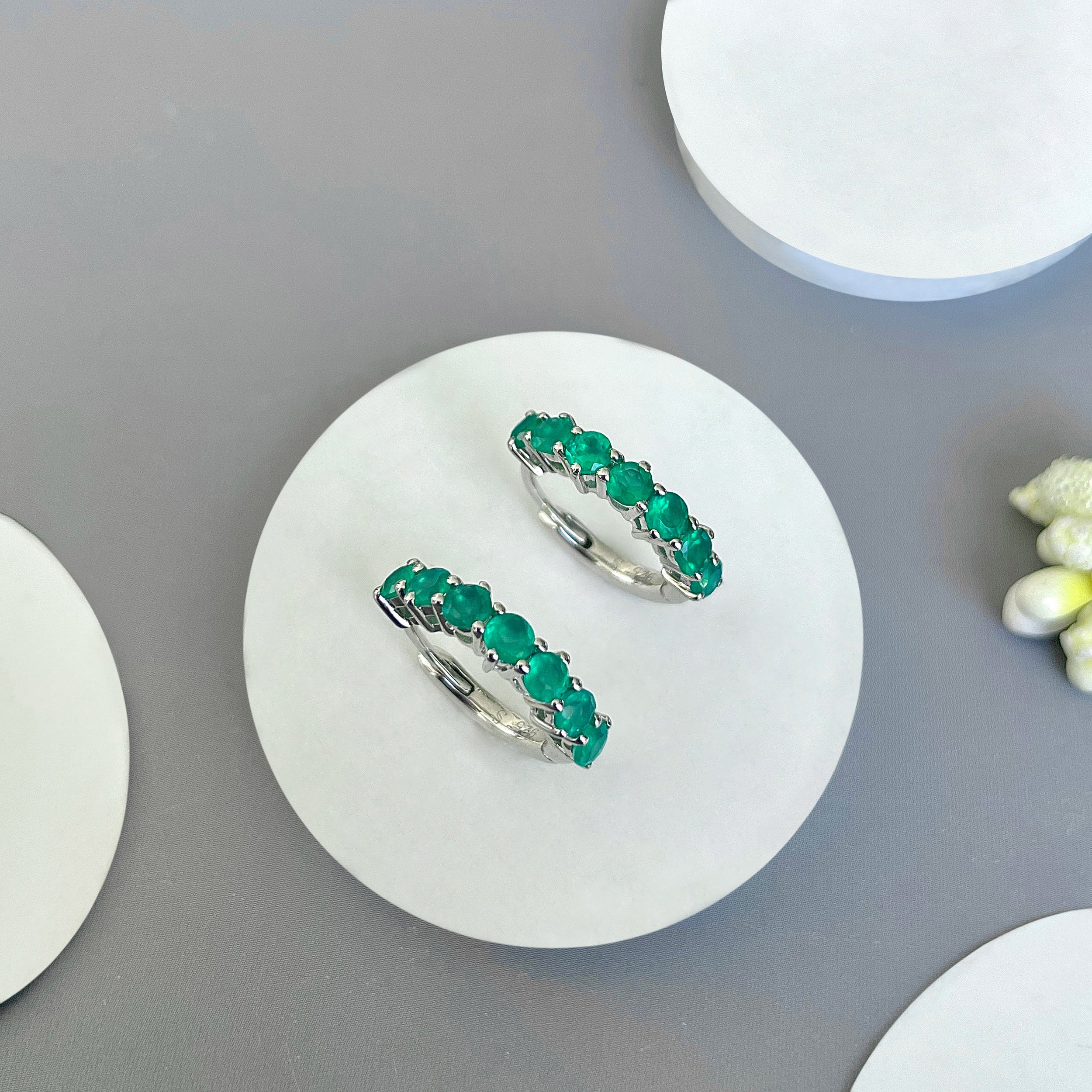 Green Onyx Hoop Earring-(GRO-SE-1473.)