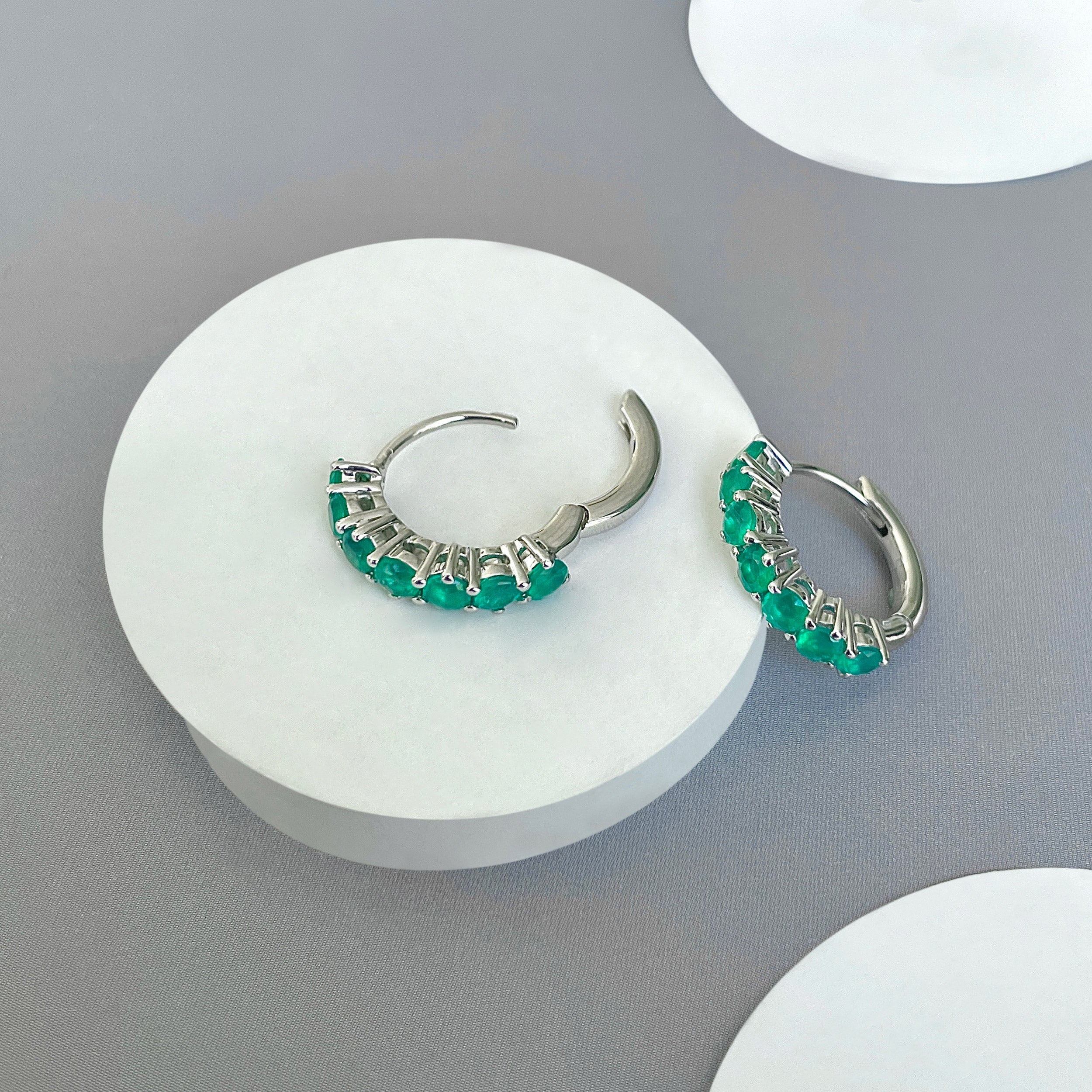 Green Onyx Hoop Earring-(GRO-SE-1473.)
