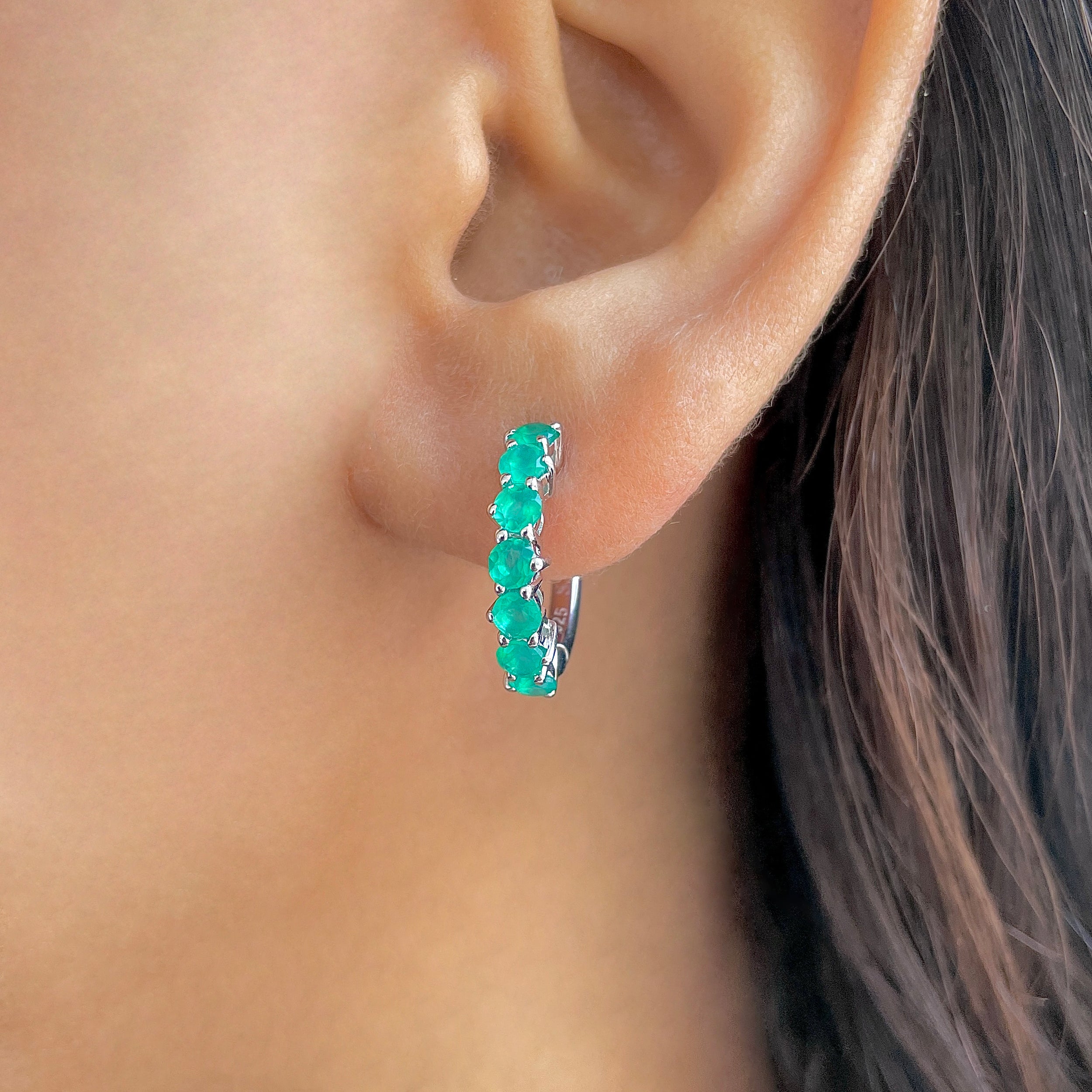 Green Onyx Hoop Earring-(GRO-SE-1473.)