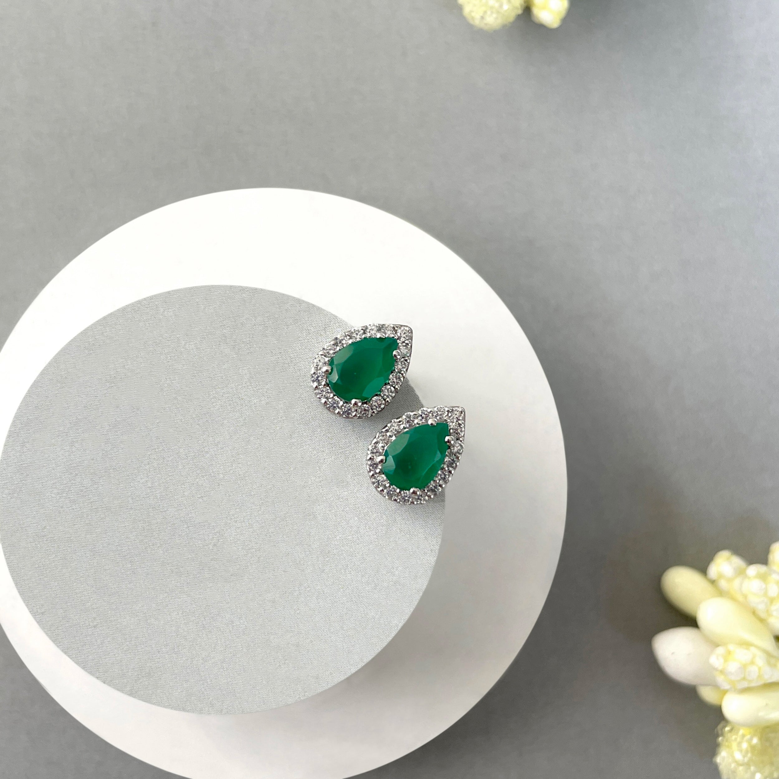 Green Onyx Stud Earring-(GRO-SE-52-W.)